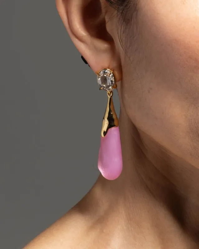 Bonbon Crystal Small Teardrop Earring- Candy Pink sold by Alexis Bittar
