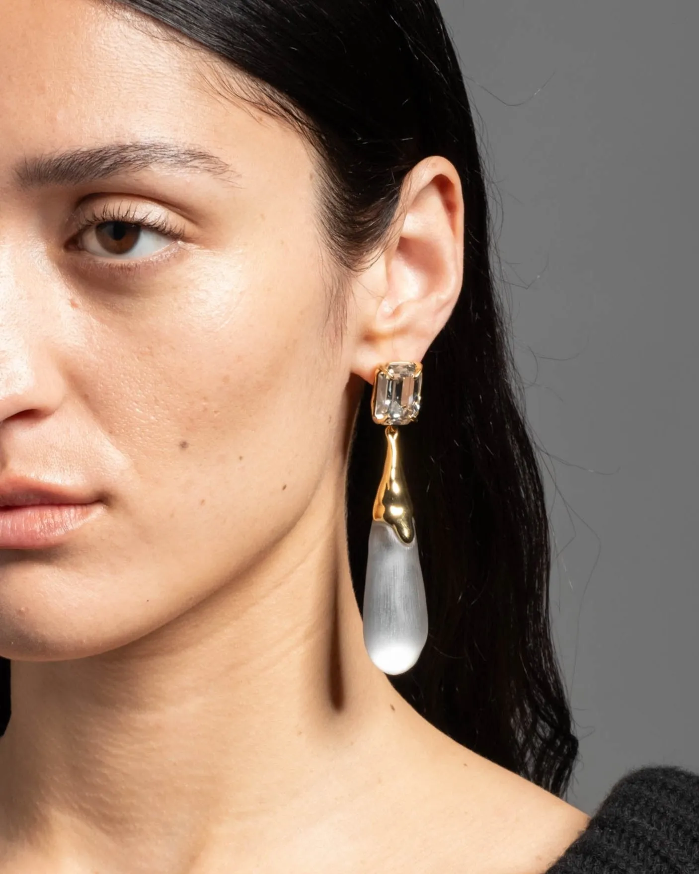 Bonbon Crystal Large Teardrop Earring- Pewter sold by Alexis Bittar product image thumbnail 3