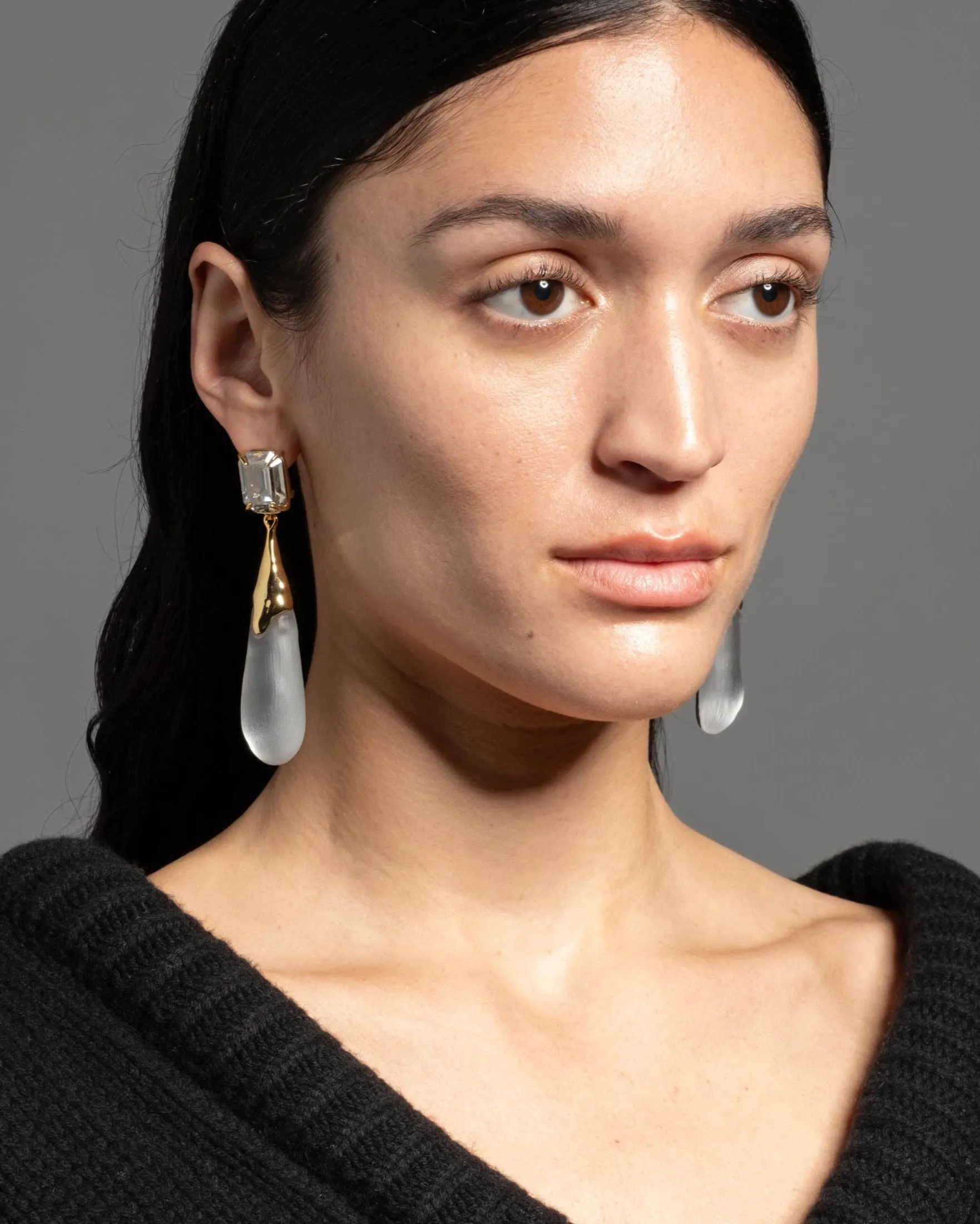 Bonbon Crystal Large Teardrop Earring- Pewter sold by Alexis Bittar product image thumbnail 2