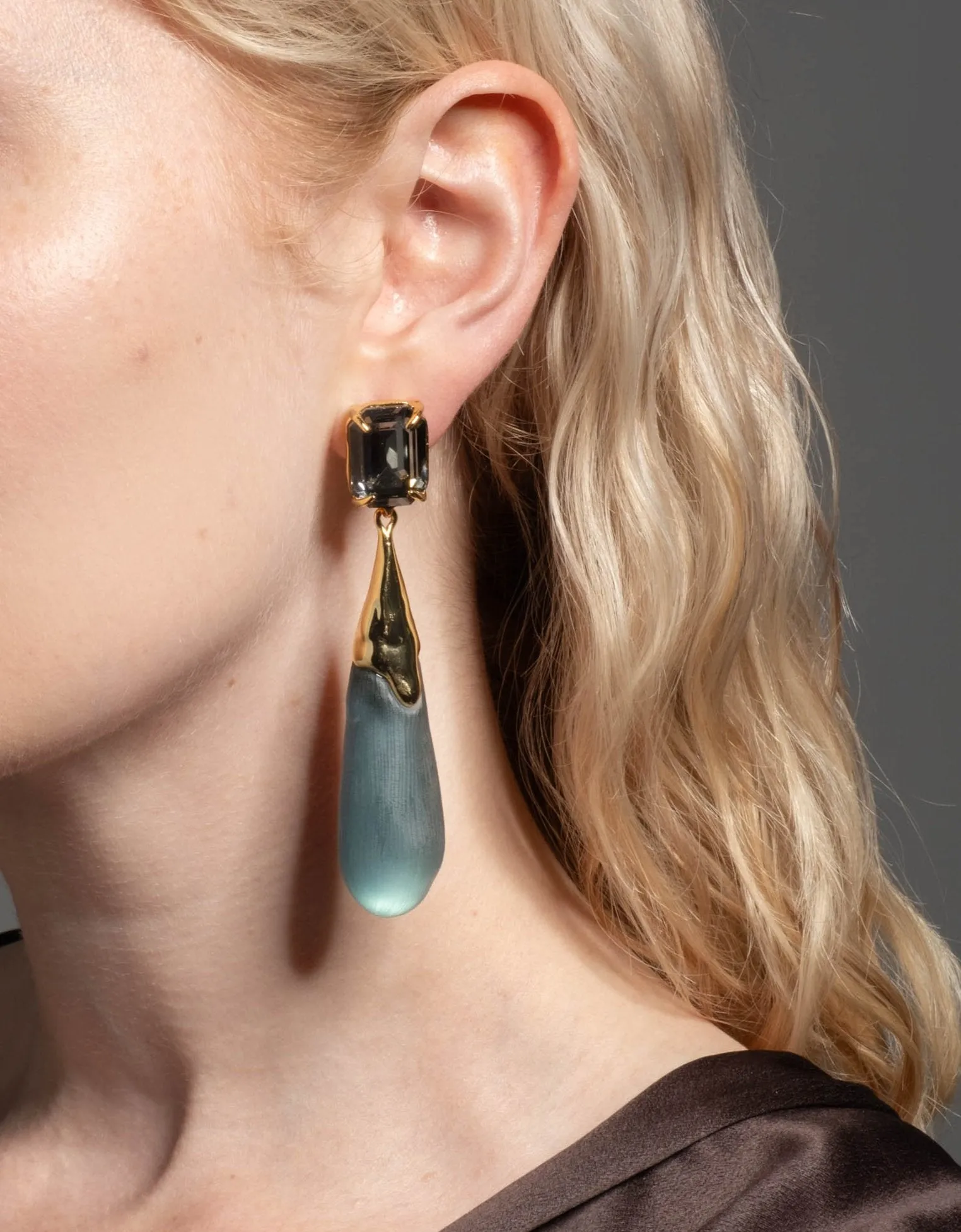 Bonbon Crystal Large Teardrop Earring- Teal Blue sold by Alexis Bittar product image thumbnail 3