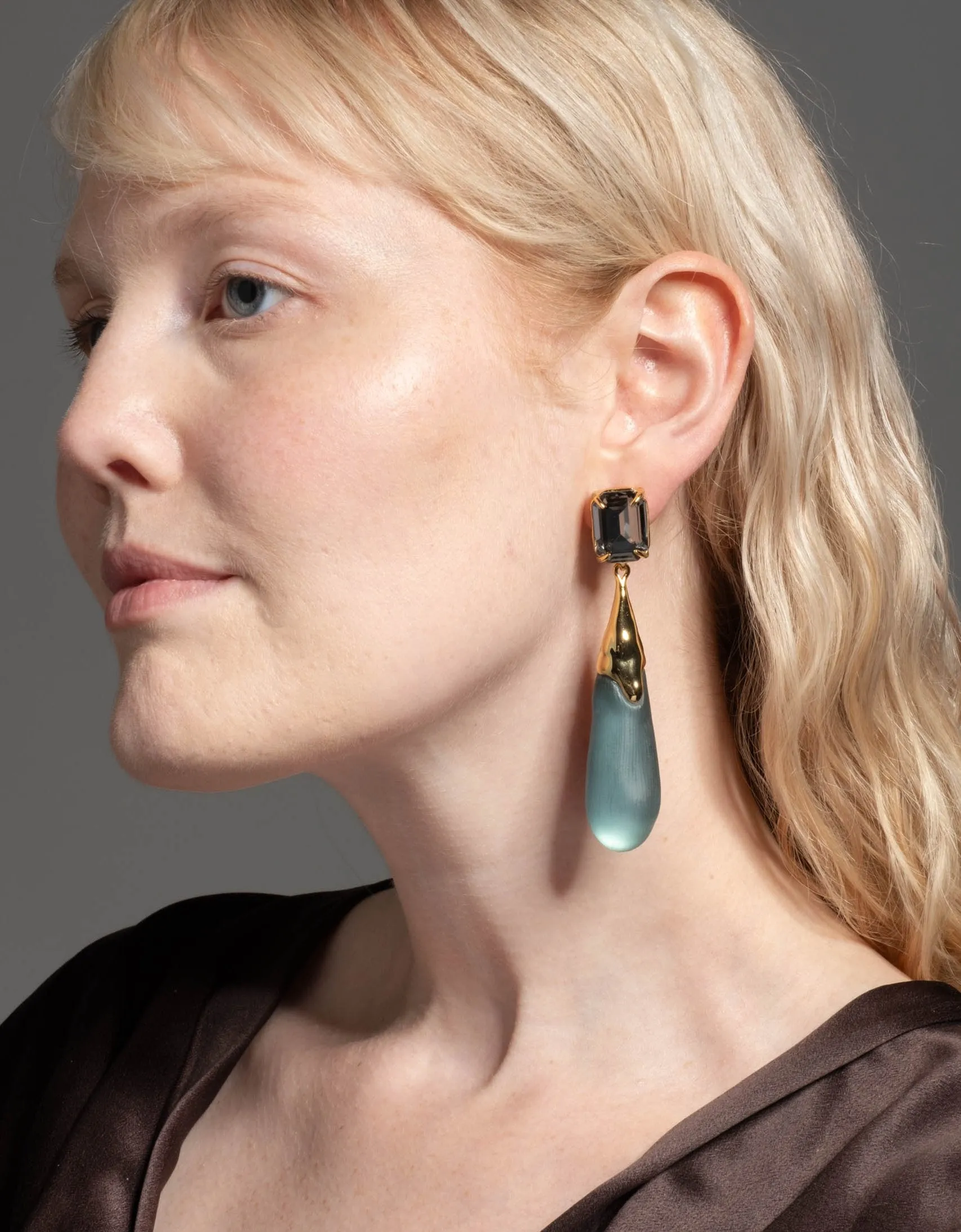 Bonbon Crystal Large Teardrop Earring- Teal Blue sold by Alexis Bittar product image thumbnail 2