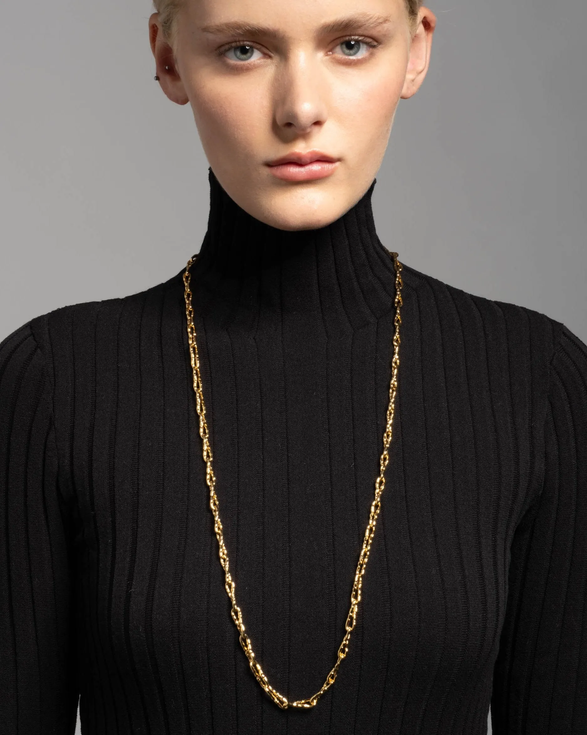 Brut Gold Twisted Link Long Necklace sold by Alexis Bittar product image thumbnail 2