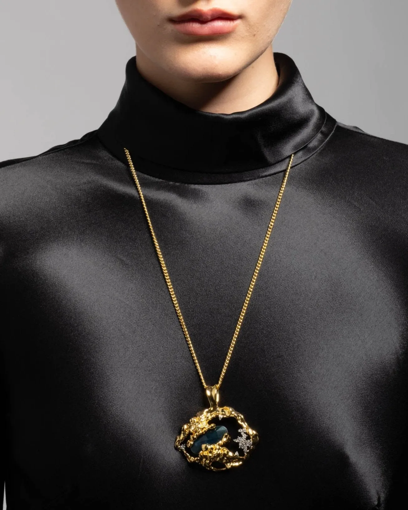 Brut Blue Moss Agate Long Necklace sold by Alexis Bittar