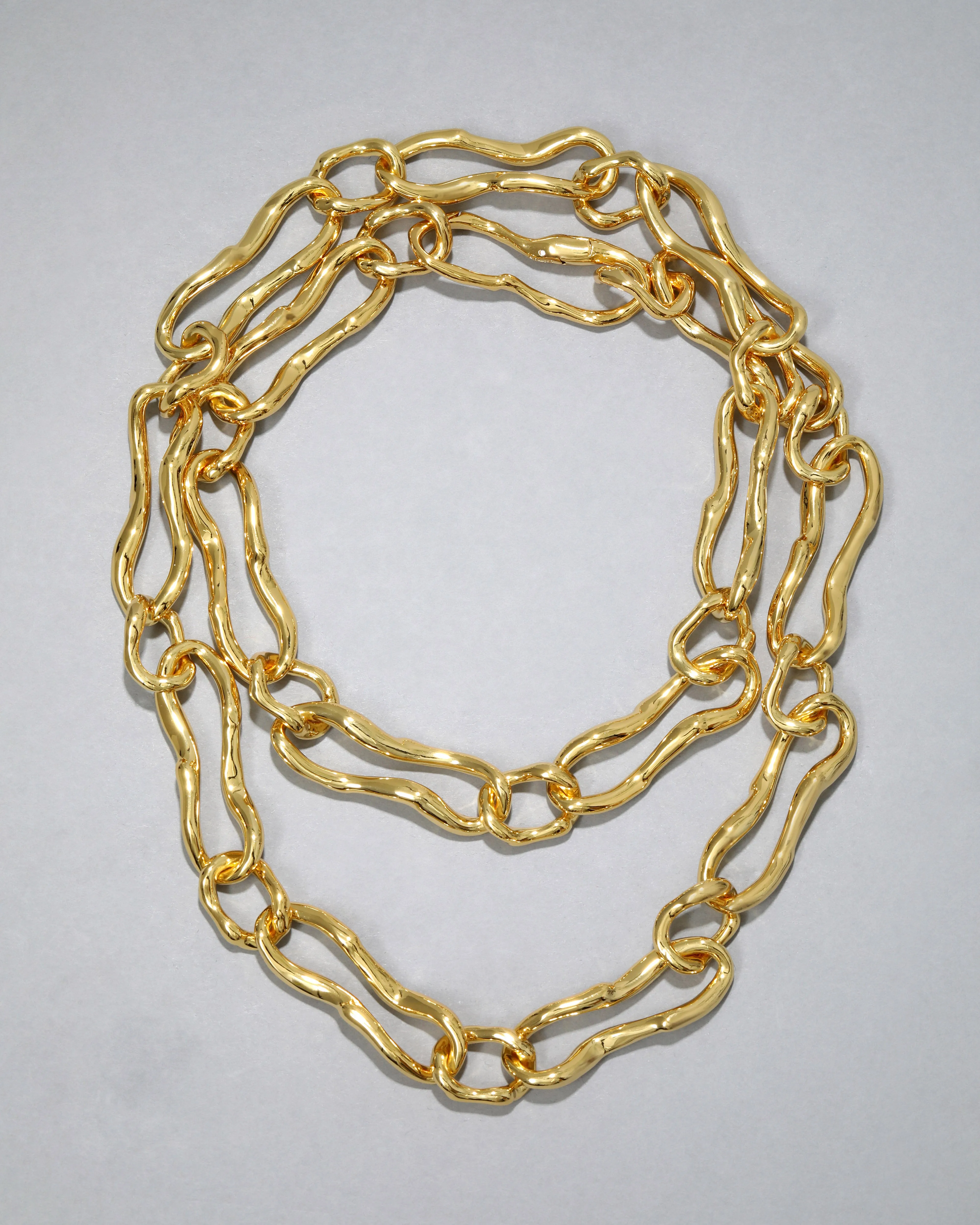 Brut Gold Long Curved Link Necklace sold by Alexis Bittar product image thumbnail 4