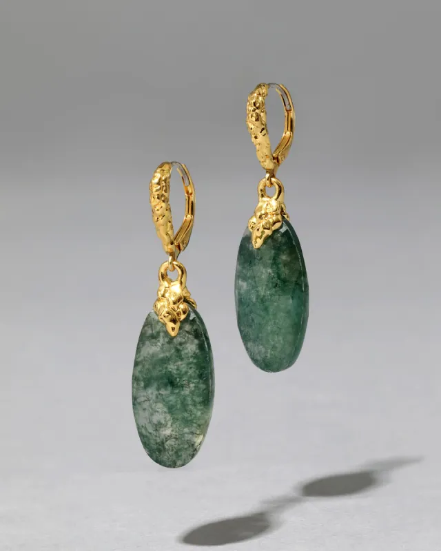 Brut Moss Agate Drop Leverback Earring sold by Alexis Bittar