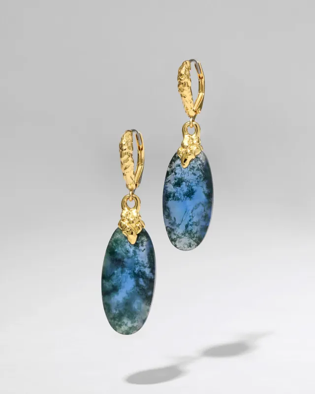 Brut Blue Moss Agate Drop Leverback Earring sold by Alexis Bittar