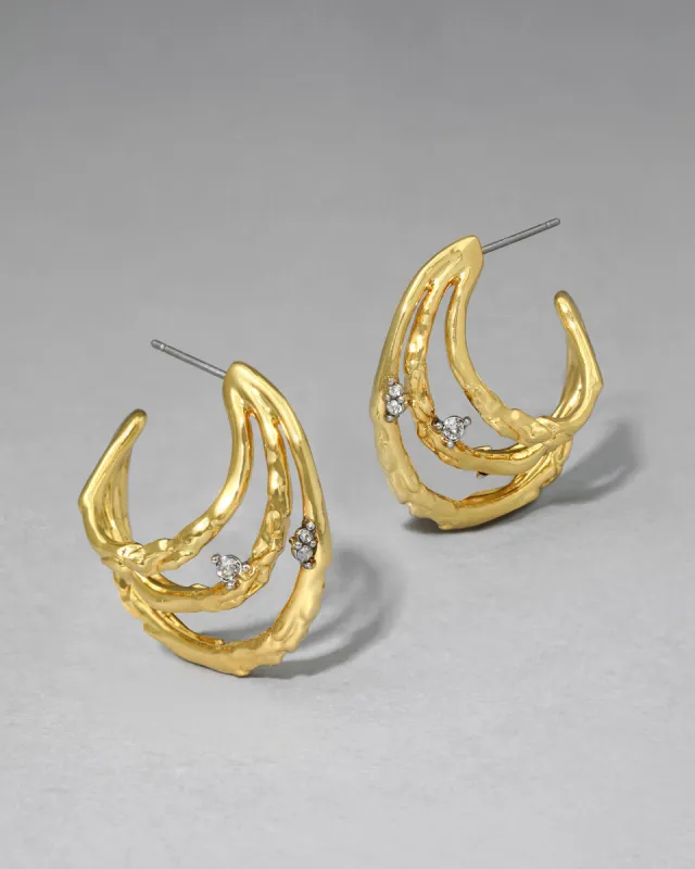 Brut Gold Crystal Thorn Orbit Hoop Earring sold by Alexis Bittar