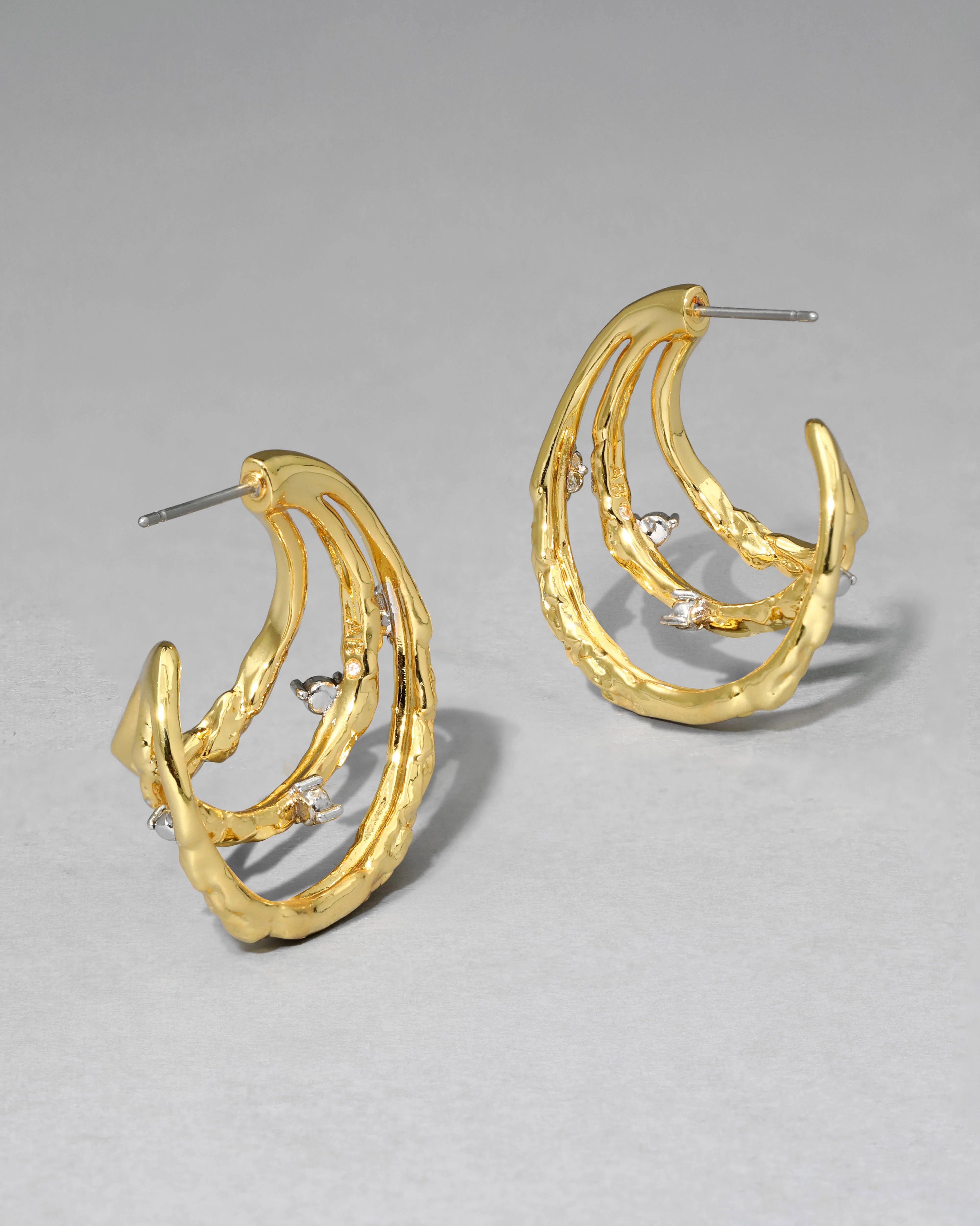 Brut Gold Crystal Thorn Orbit Hoop Earring sold by Alexis Bittar product image thumbnail 4