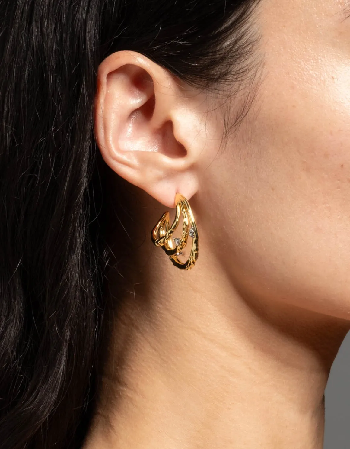 Brut Gold Crystal Thorn Orbit Hoop Earring sold by Alexis Bittar product image thumbnail 2