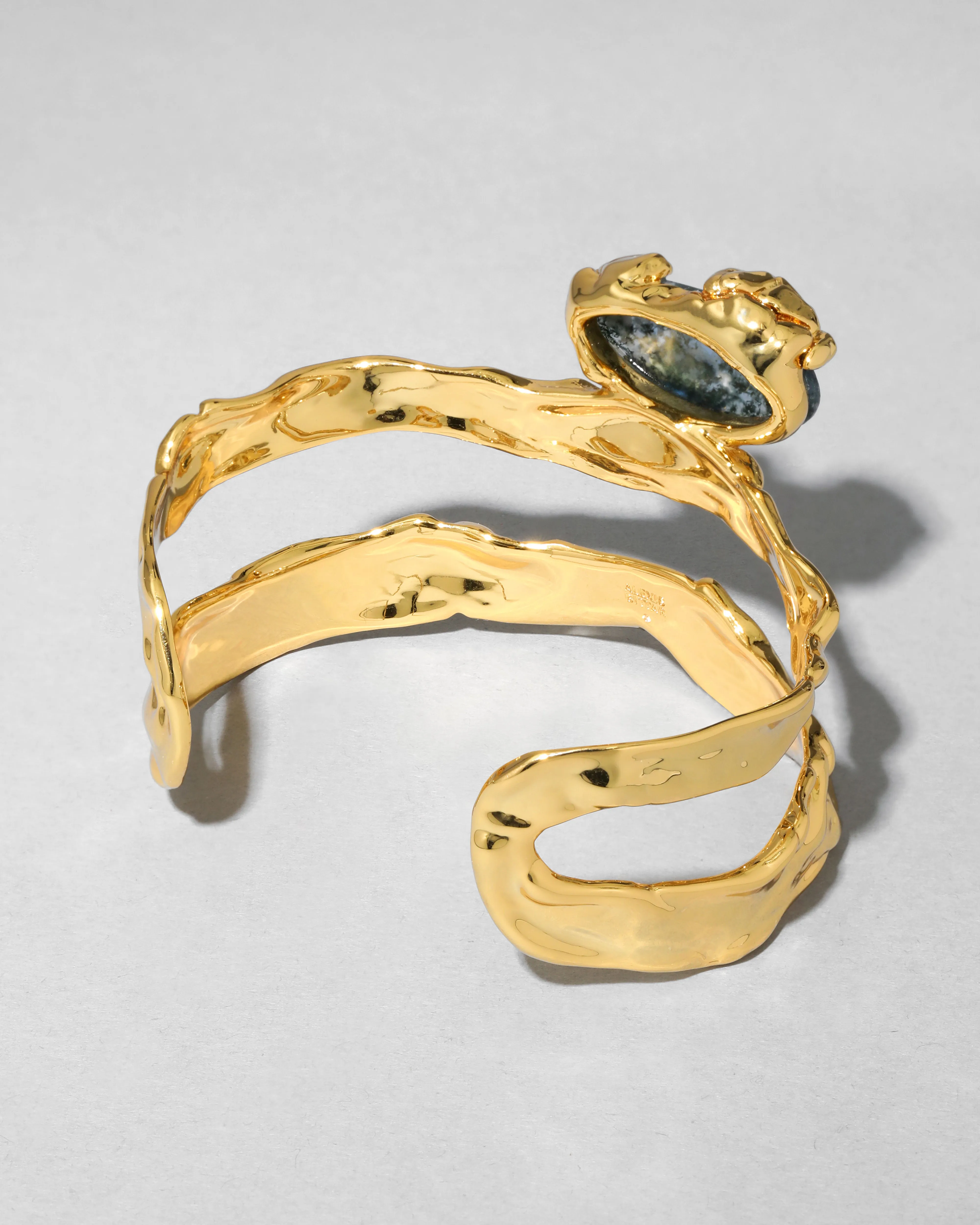 Brut Gold Blue Moss Agate Cuff Bracelet sold by Alexis Bittar product image thumbnail 5