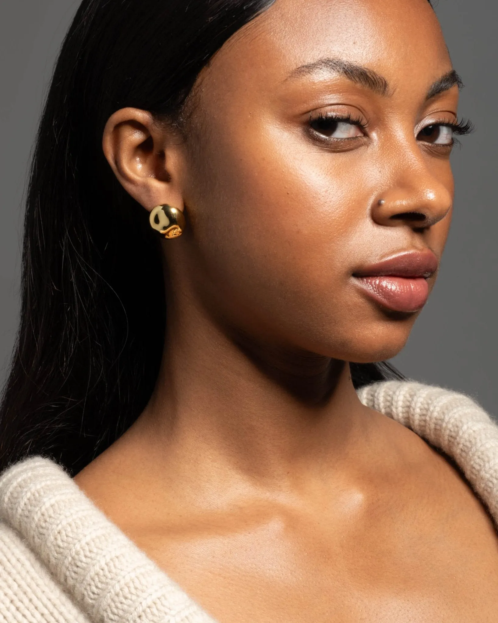 Brut Gold Button Post Earring sold by Alexis Bittar product image thumbnail 3