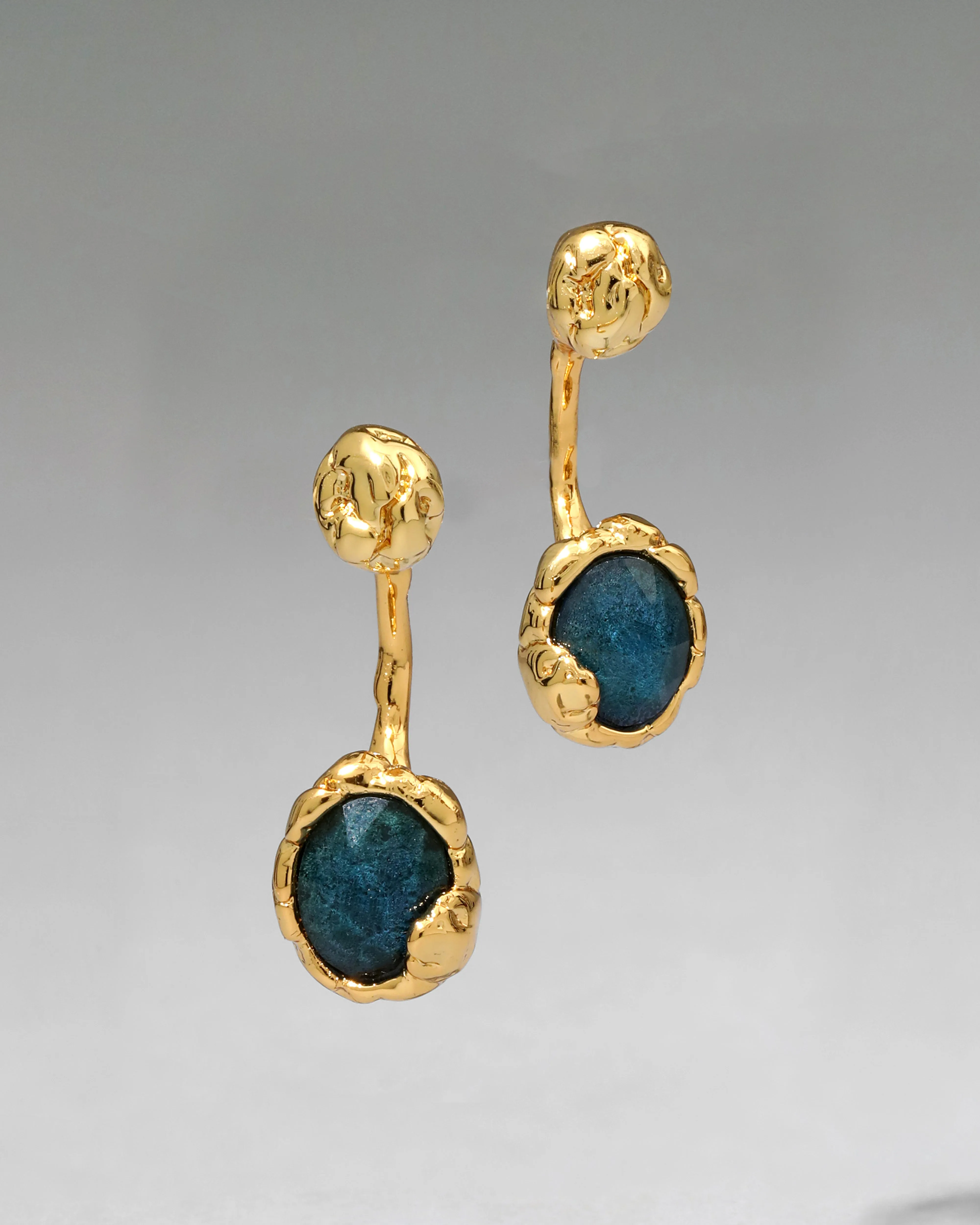 Brut Blue Moss Agate Front Back Earring sold by Alexis Bittar