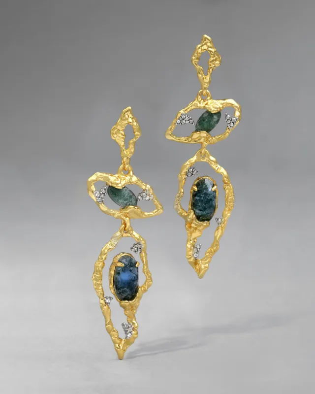Brut Blue Moss Agate Long Earring sold by Alexis Bittar