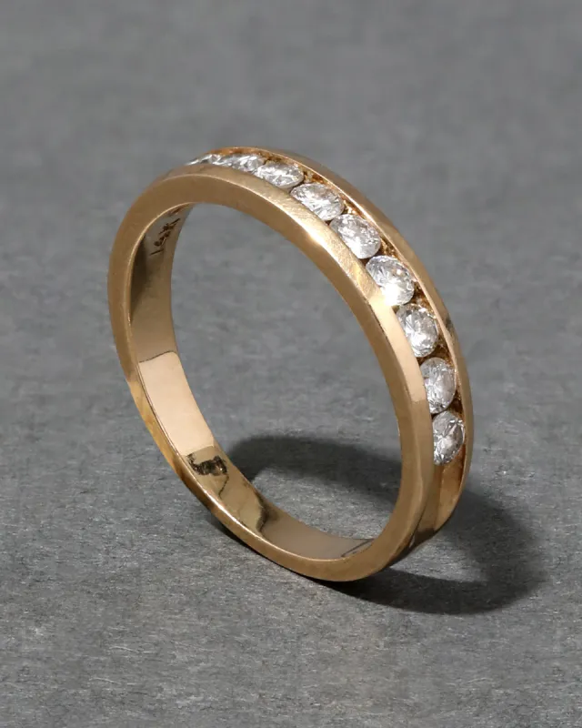 Vintage 1980s 14k Gold Diamond Band Ring sold by Alexis Bittar