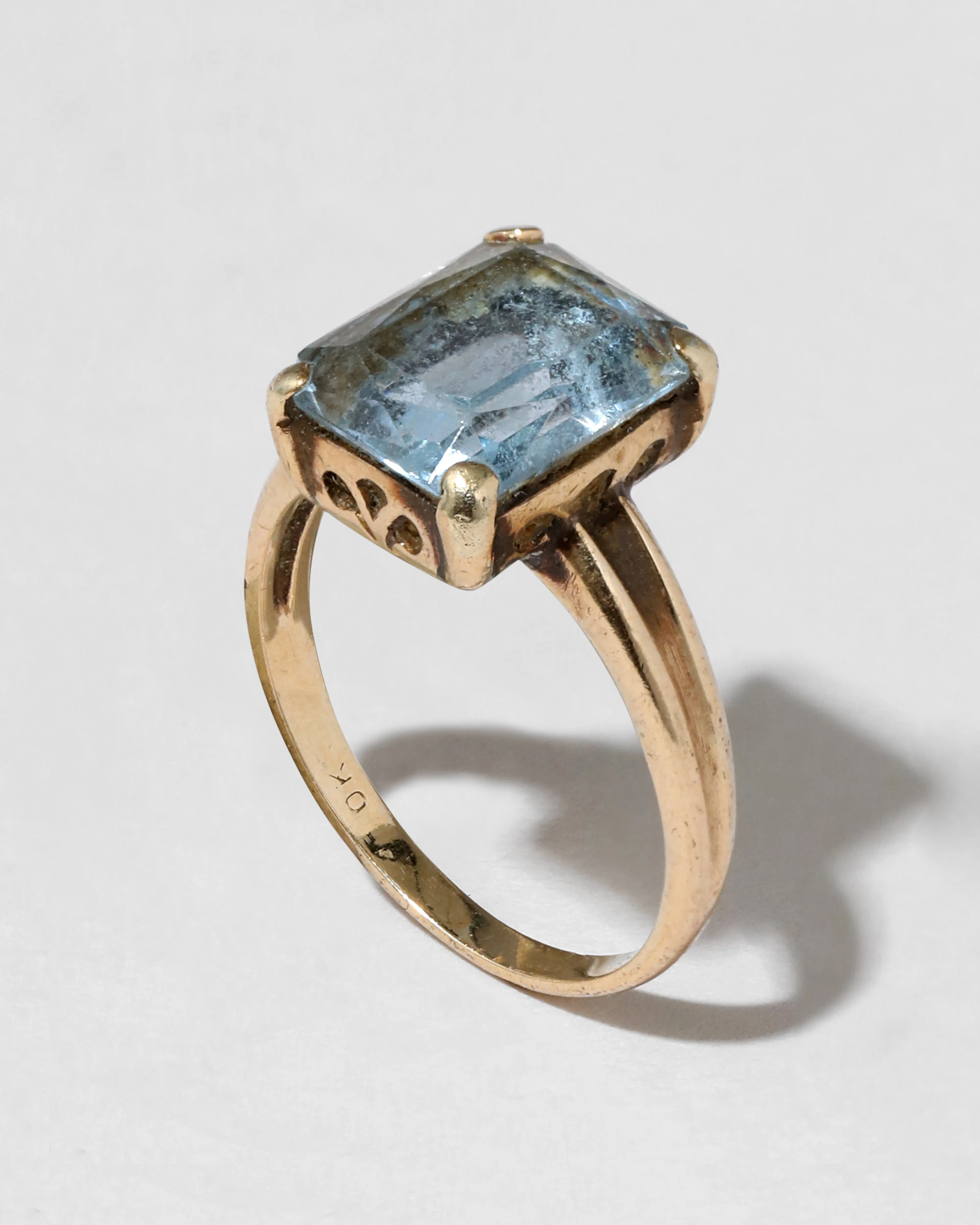 Vintage 1950s 10k Gold Prong Set Aquamarine Ring sold by Alexis Bittar