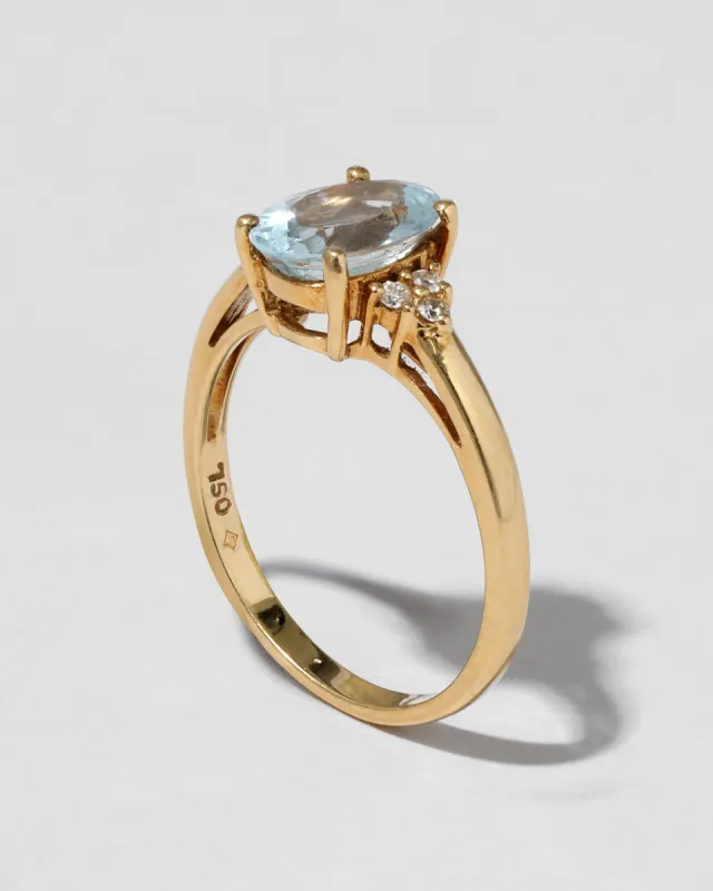 Vintage 1980s 18k Gold Aquamarine & Diamond Ring sold by Alexis Bittar