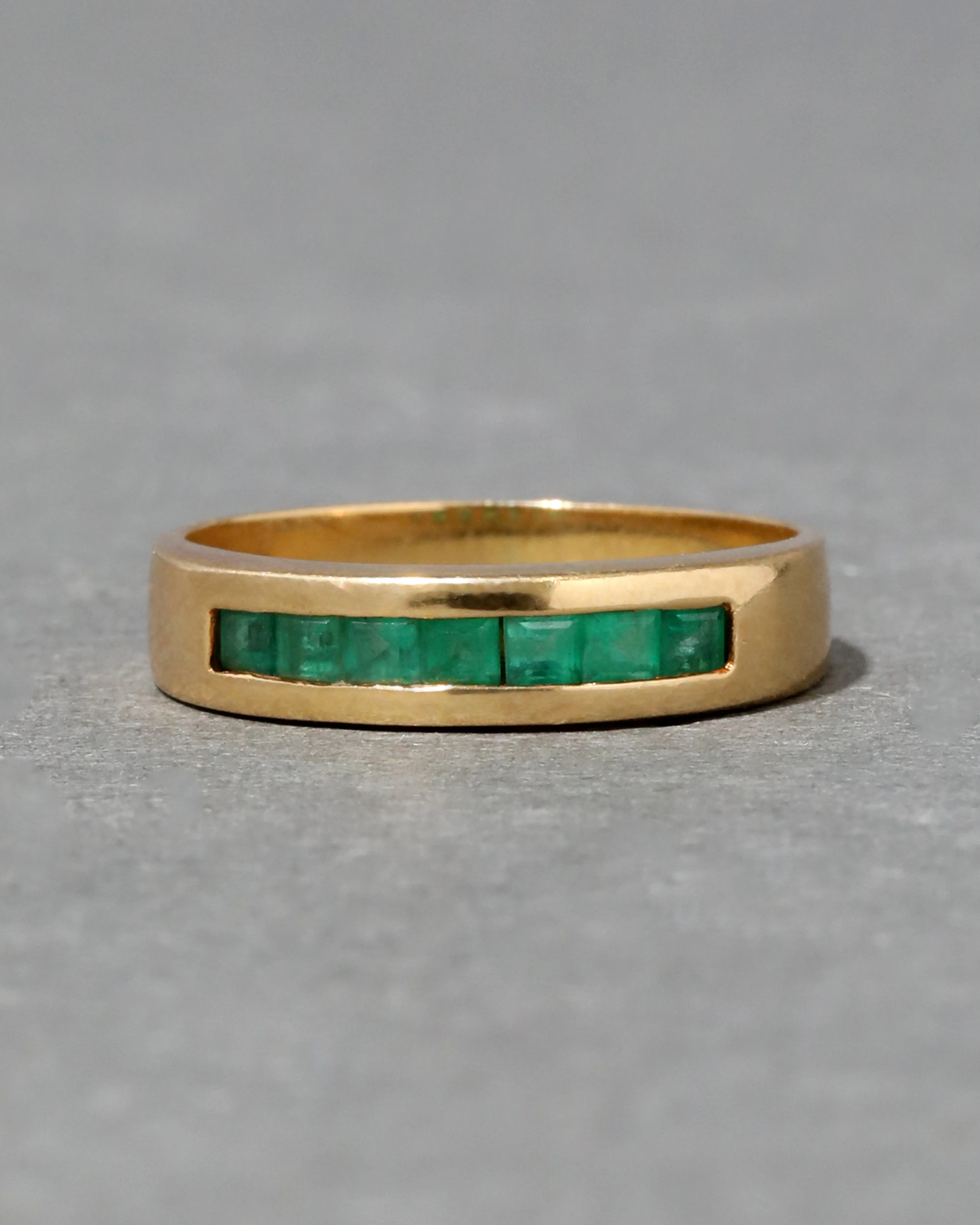 Vintage 1980s 18k Gold Framed Emerald Band Ring sold by Alexis Bittar product image thumbnail 3