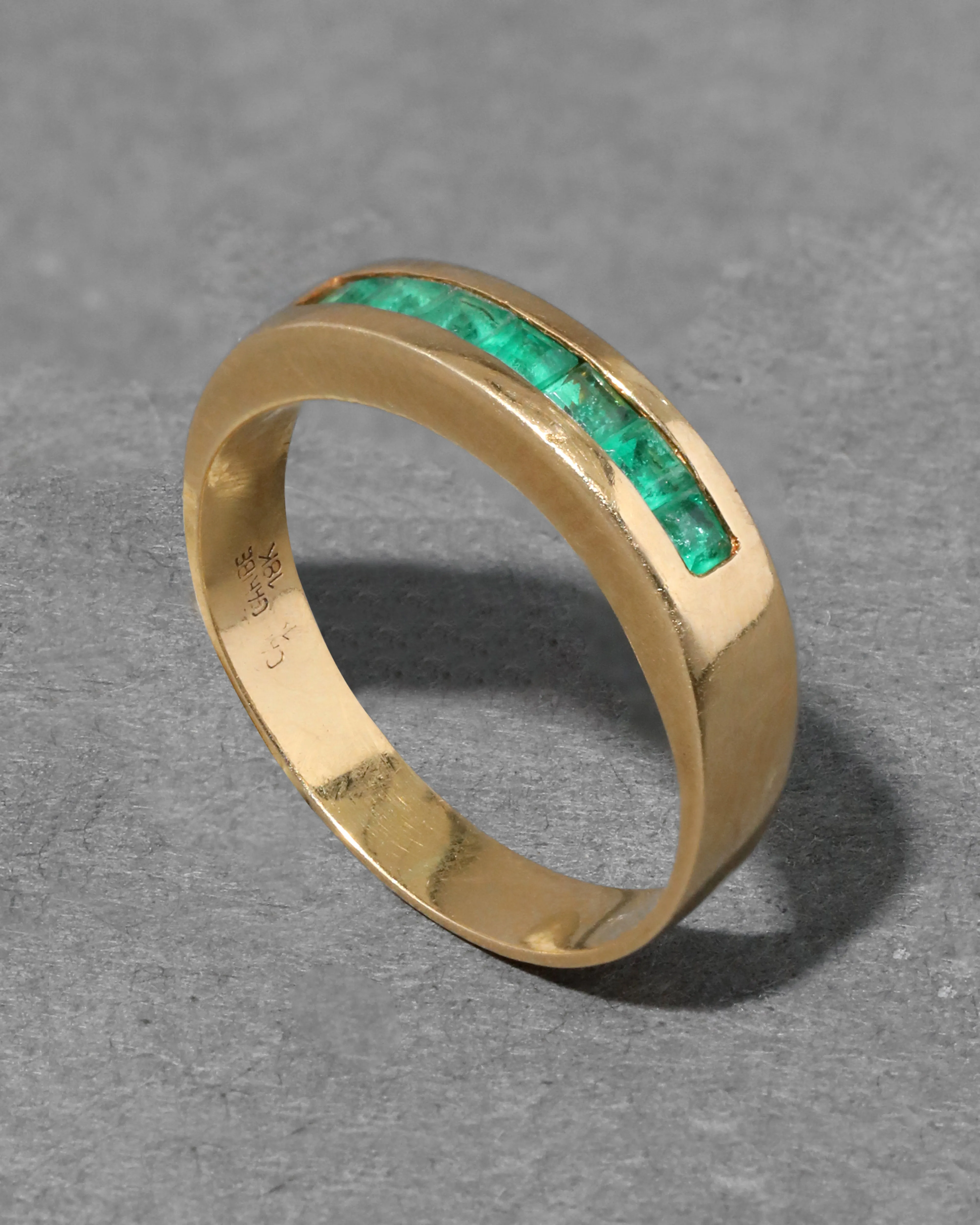 Vintage 1980s 18k Gold Framed Emerald Band Ring sold by Alexis Bittar