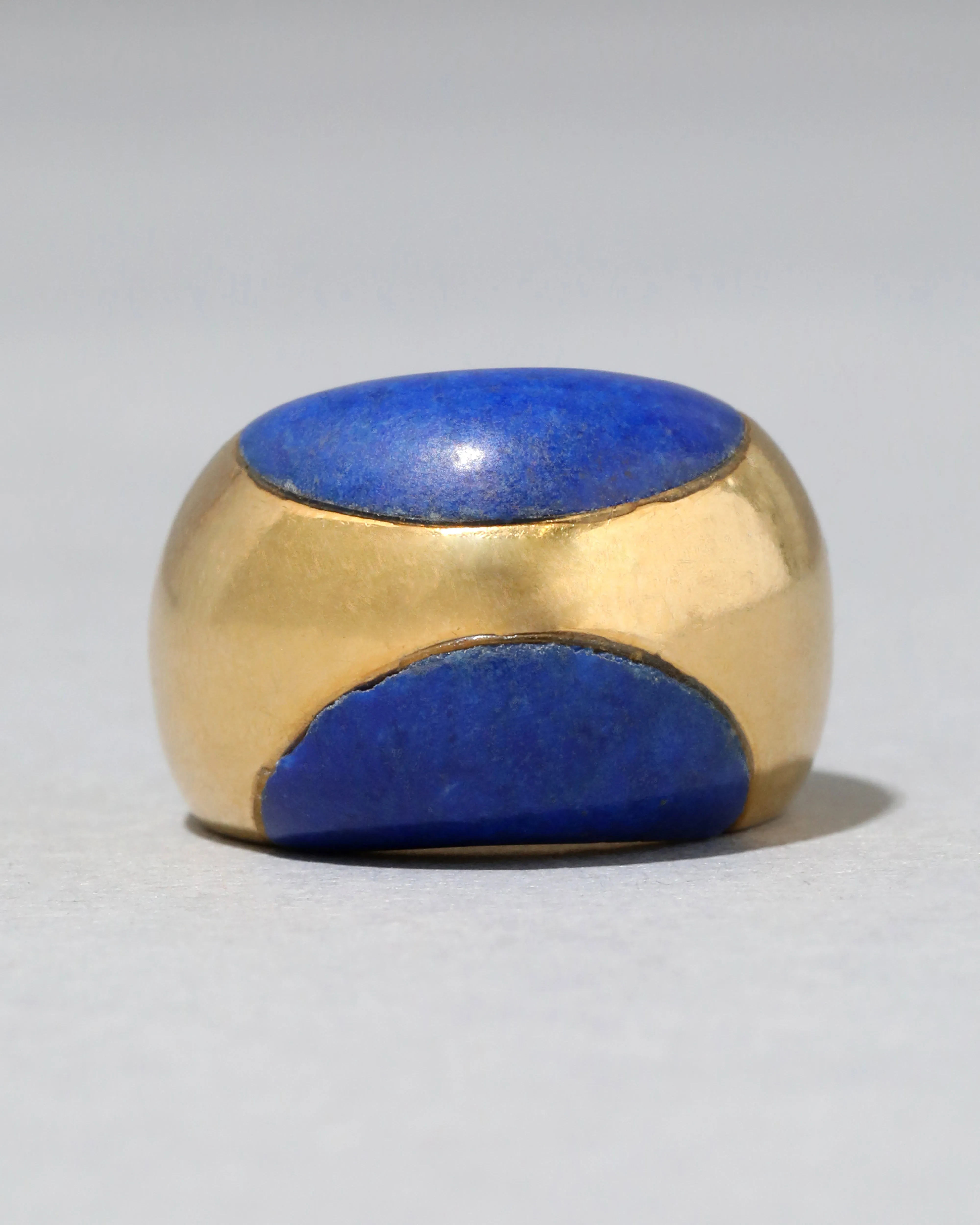 Vintage 1970s 18k Gold Modernist Ring with Unique Cut Lapis sold by Alexis Bittar product image thumbnail 2