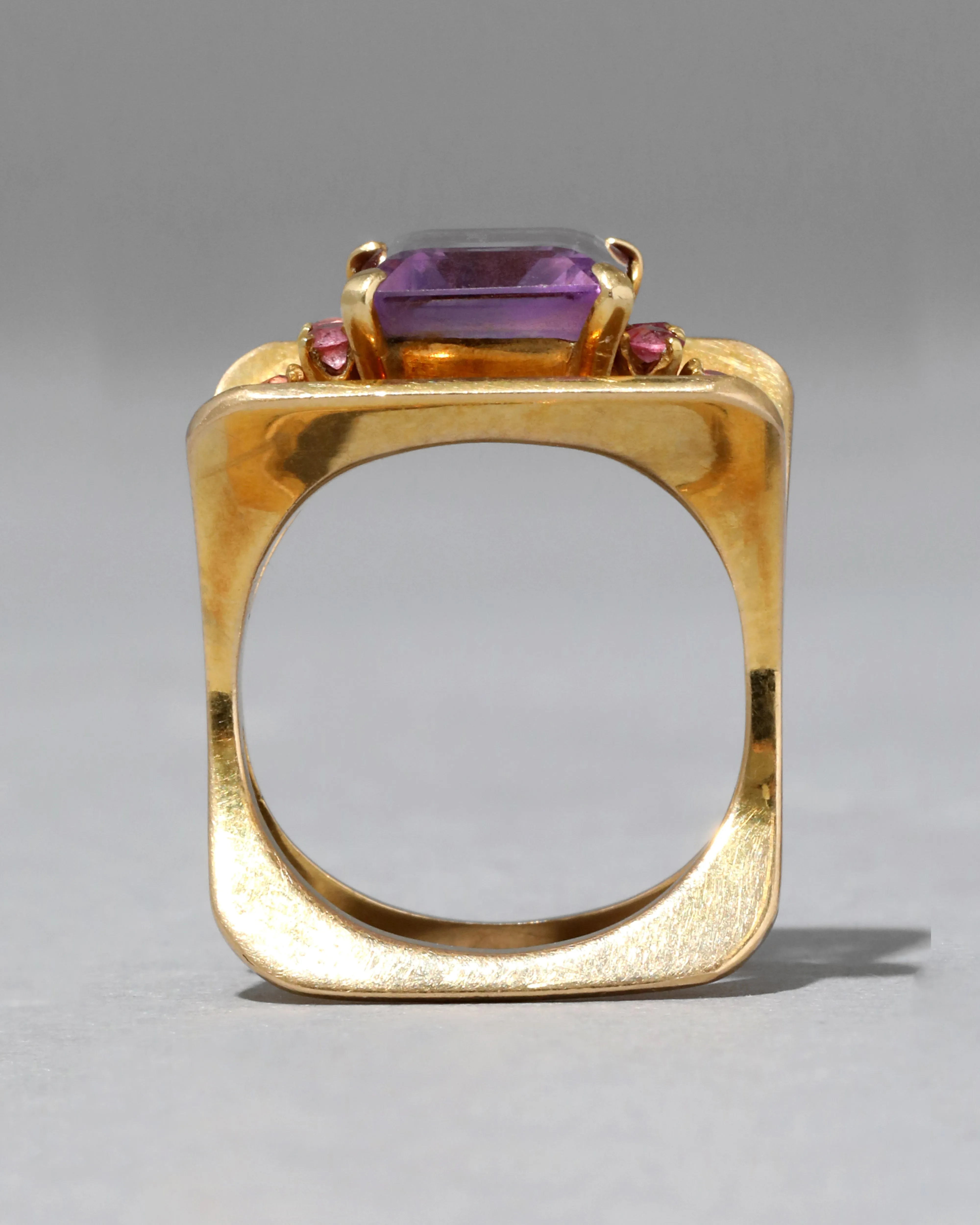 Vintage 1970s 14k Gold Modernist Ring with Amethyst & Tourmaline sold by Alexis Bittar product image thumbnail 2