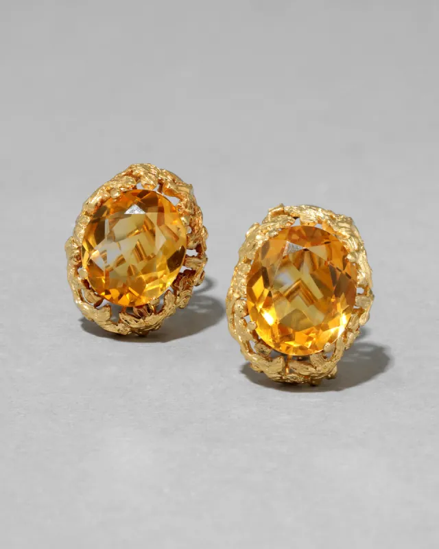 Vintage 1970s 14k Gold Modernist Citrine French Clip Earring sold by Alexis Bittar