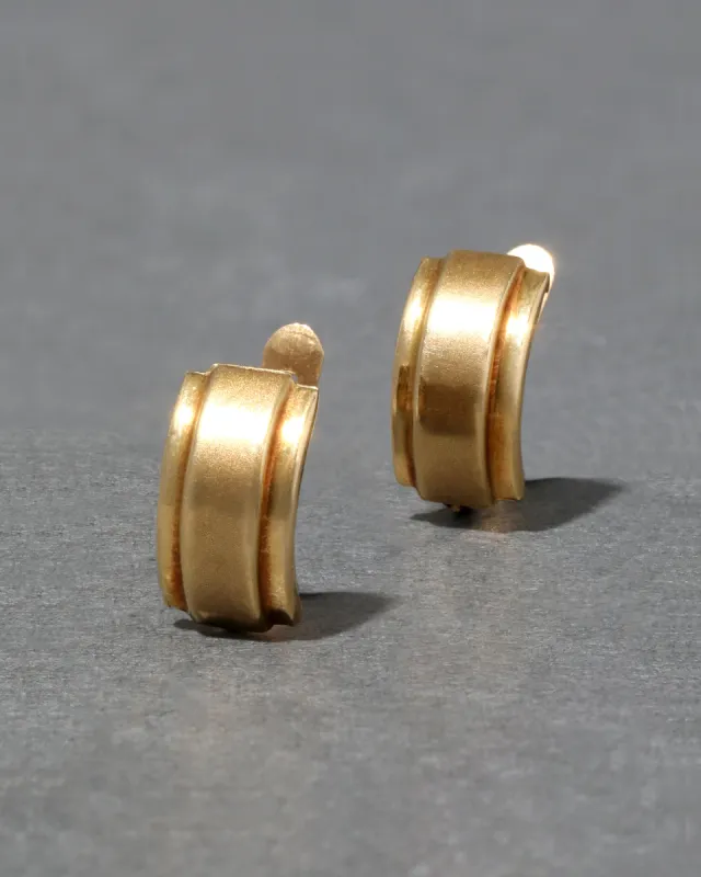 Vintage 1980s 18k Gold Beveled Leverback Post Earring sold by Alexis Bittar