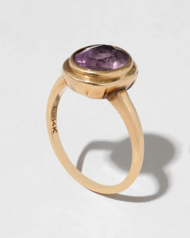 Vintage 1960s 14k Gold Bezel Set Amethyst Ring sold by Alexis Bittar
