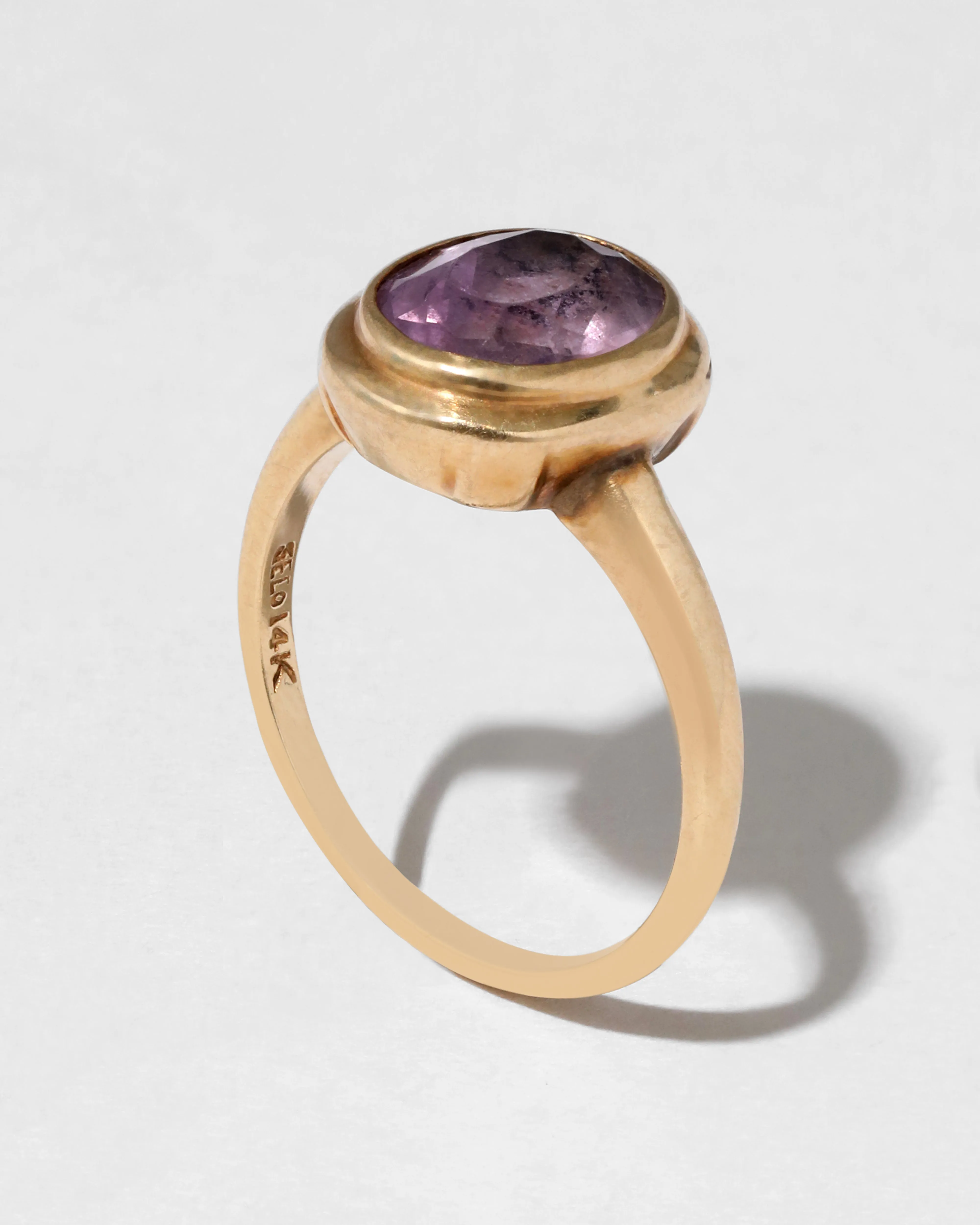 Vintage 1960s 14k Gold Bezel Set Amethyst Ring sold by Alexis Bittar