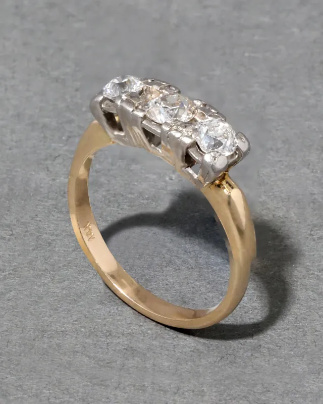Vintage 1950s 14k Gold Two Tone Diamond Ring sold by Alexis Bittar