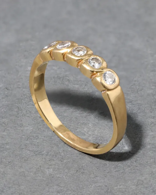 Vintage 1980s 18k Gold Diamond Wave Band Ring sold by Alexis Bittar