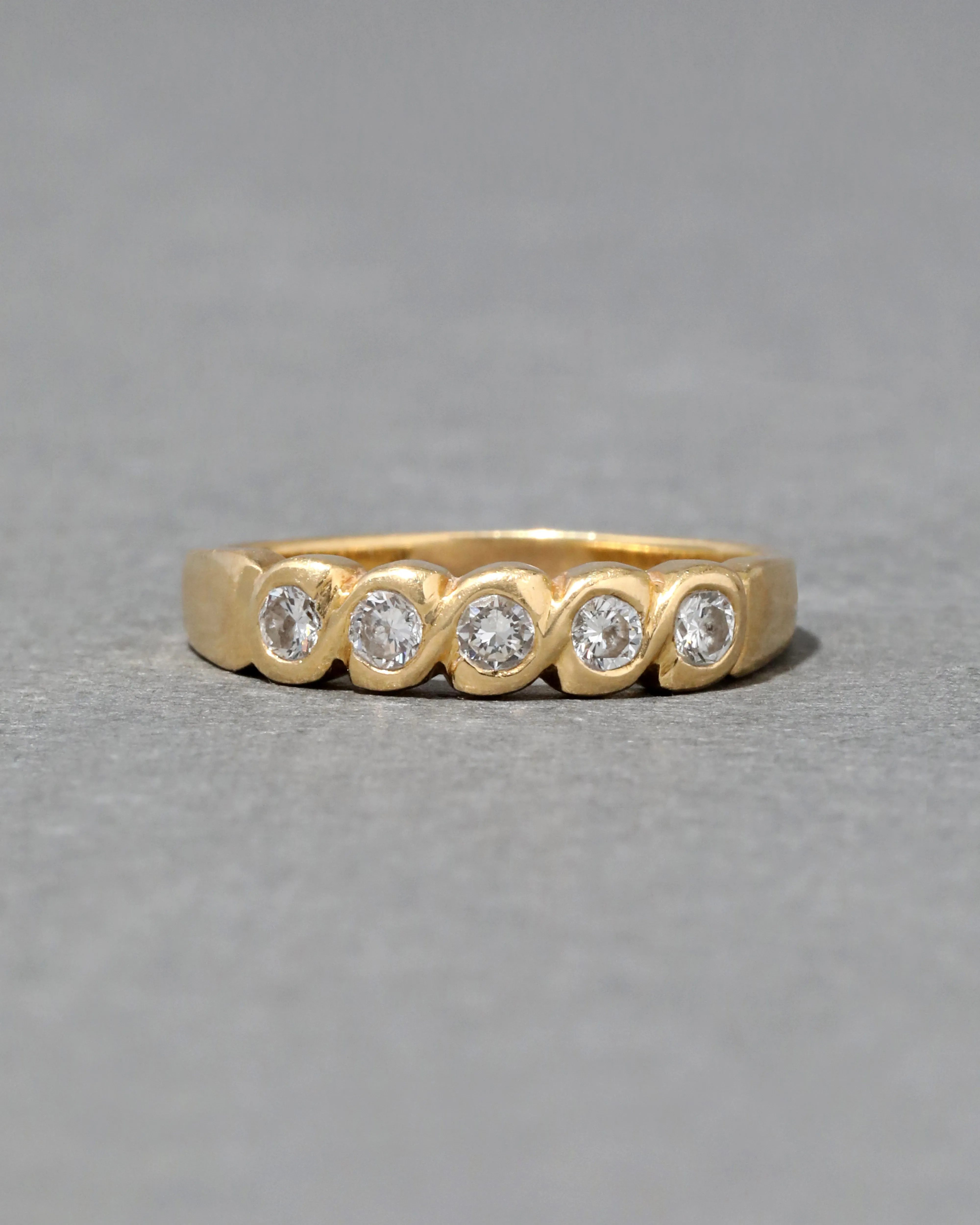Vintage 1980s 18k Gold Diamond Wave Band Ring sold by Alexis Bittar product image thumbnail 2