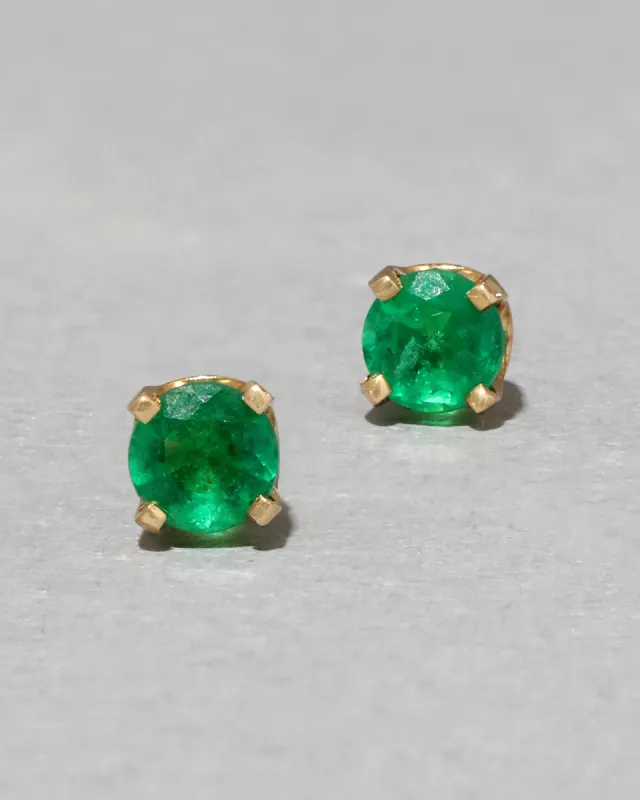 Vintage 14k Gold Emerald Stud Earring sold by Alexis Bittar