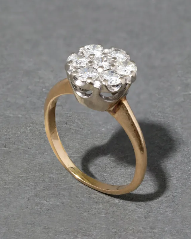 Vintage 1940s 14k Gold Diamond Cocktail Ring made by Alexis Bittar