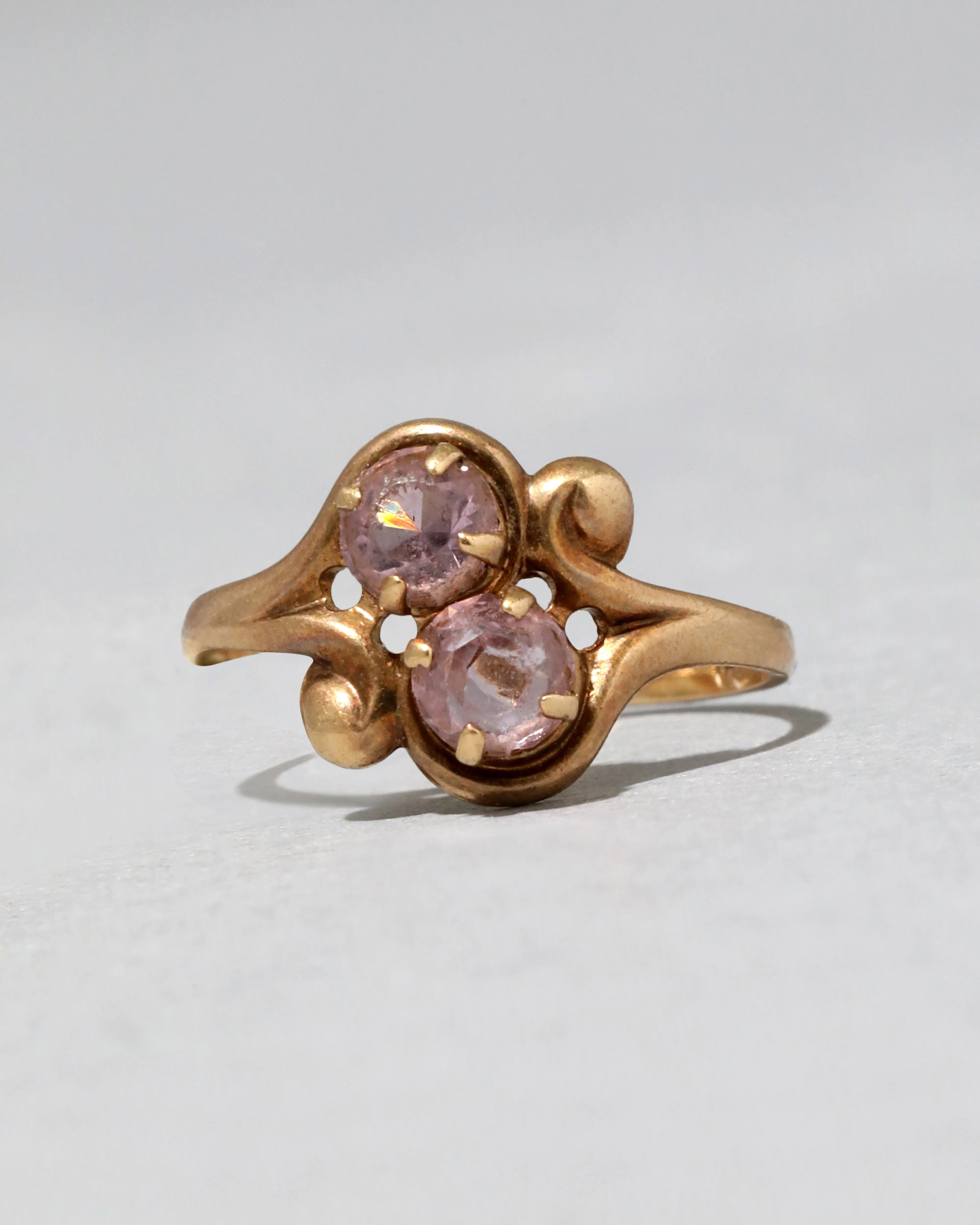 Antique 1920s 10k Gold Double Amethyst Ring sold by Alexis Bittar product image thumbnail 2