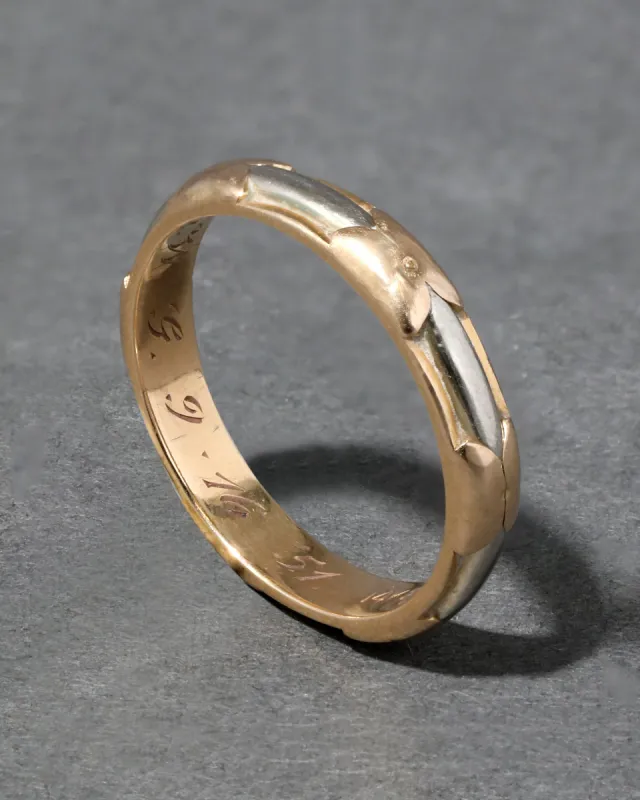 Vintage 14k Gold Two Tone Hand Carved Band Ring sold by Alexis Bittar