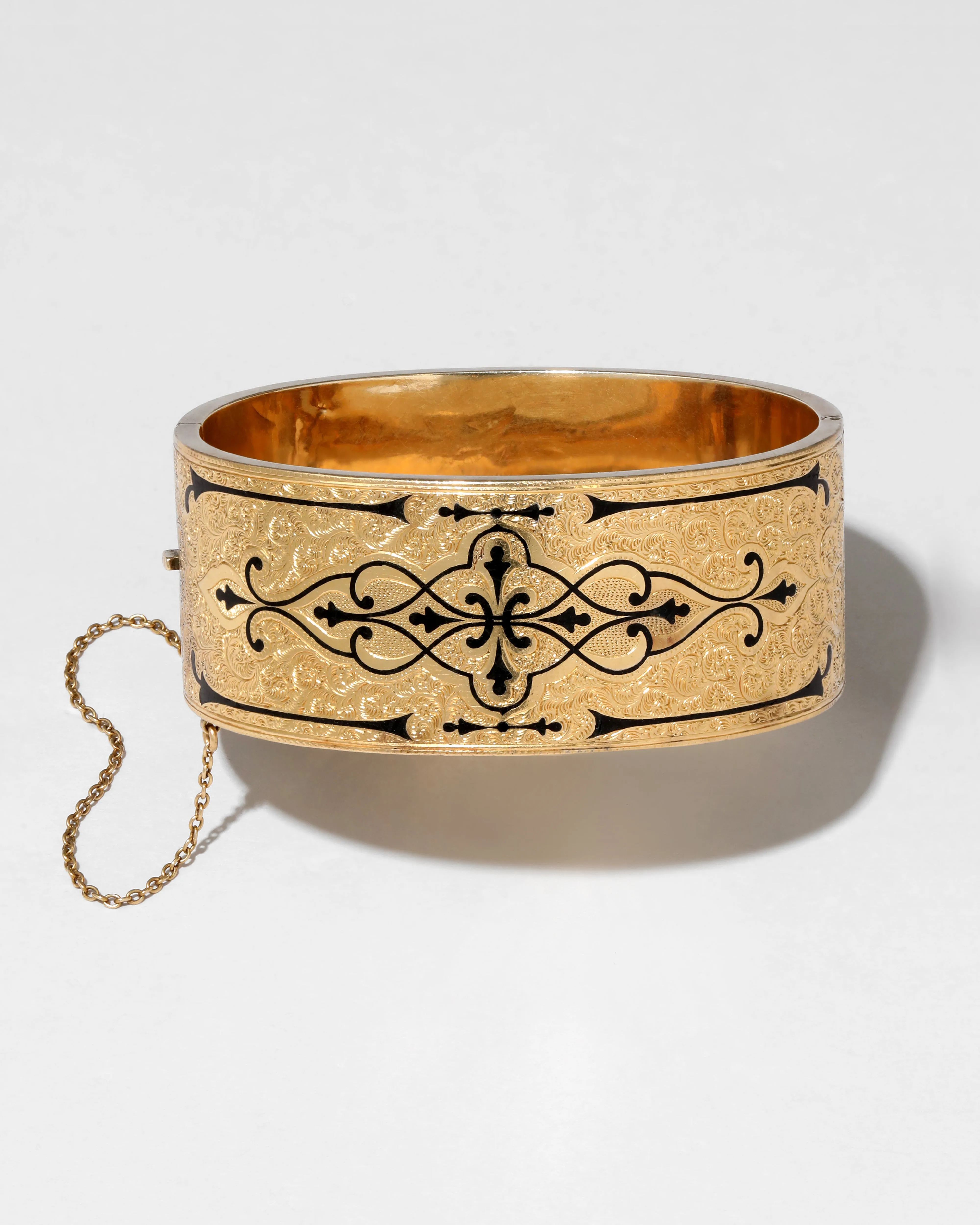 Antique Victorian 14k Gold & Enamel Hand Etched Hinge Bracelet sold by Alexis Bittar product image thumbnail 2