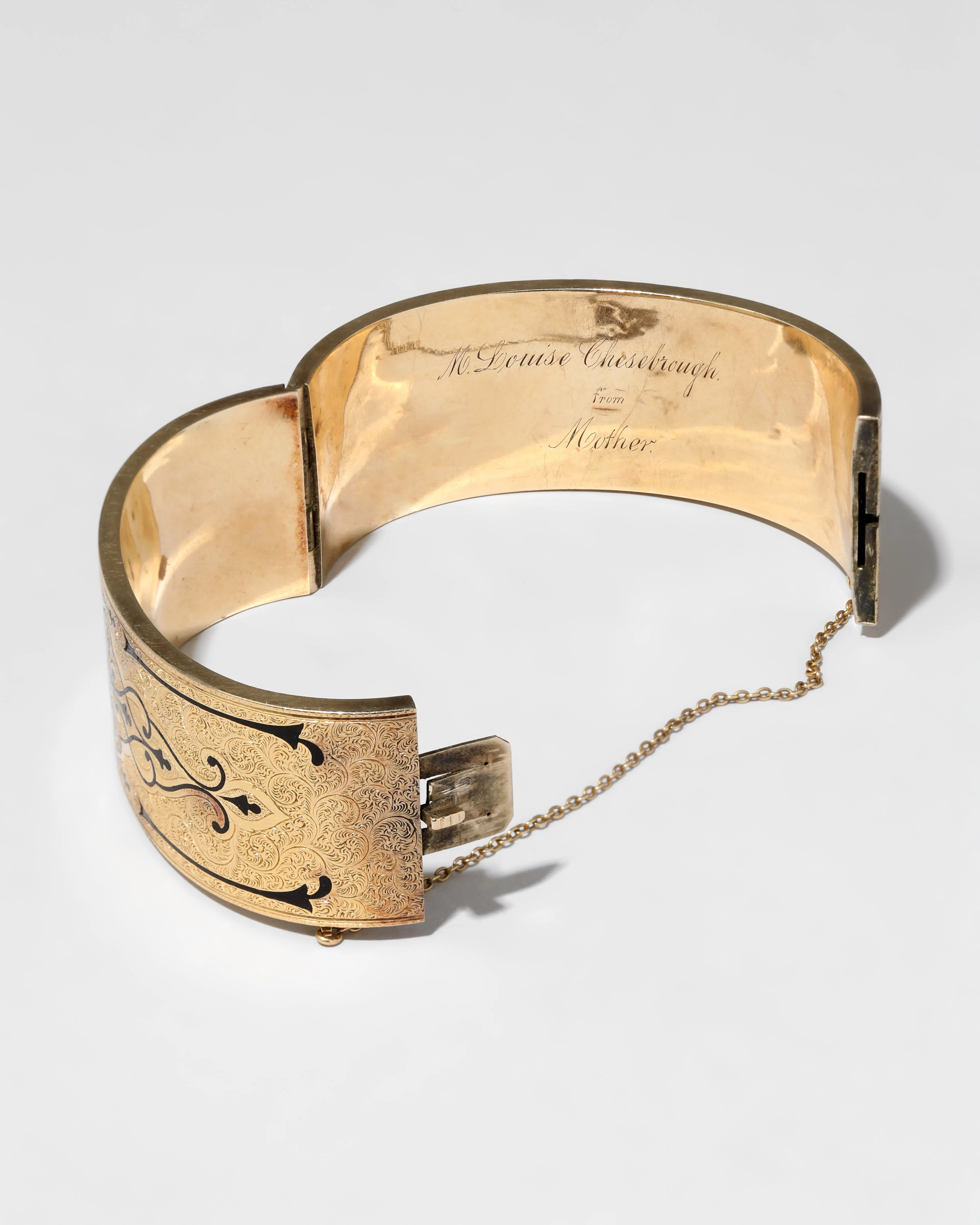 Antique Victorian 14k Gold & Enamel Hand Etched Hinge Bracelet sold by Alexis Bittar product image thumbnail 3