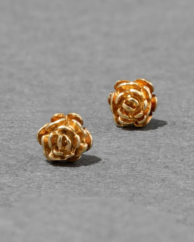 Vintage 14k Gold Delicate Rose Stud Earring sold by Alexis Bittar