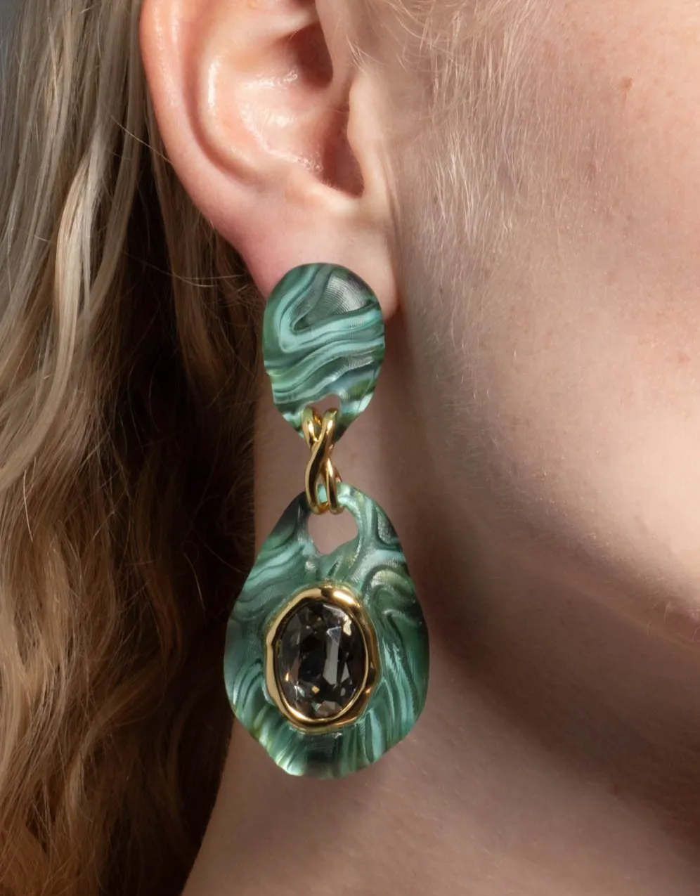 Madera Lucite Drop Earring- Malachite sold by Alexis Bittar product image thumbnail 3
