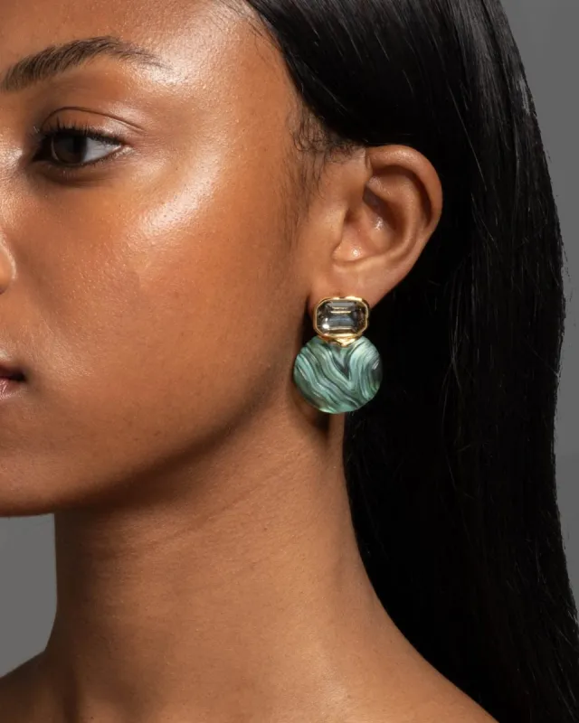 Madera Lucite Disc Post Earring- Malachite sold by Alexis Bittar