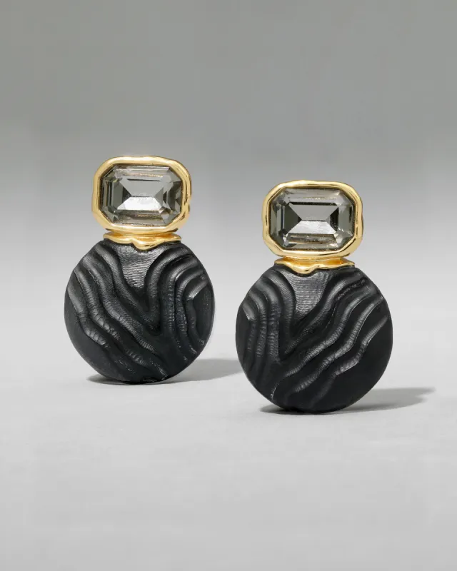 Madera Lucite Disc Post Earring- Black sold by Alexis Bittar