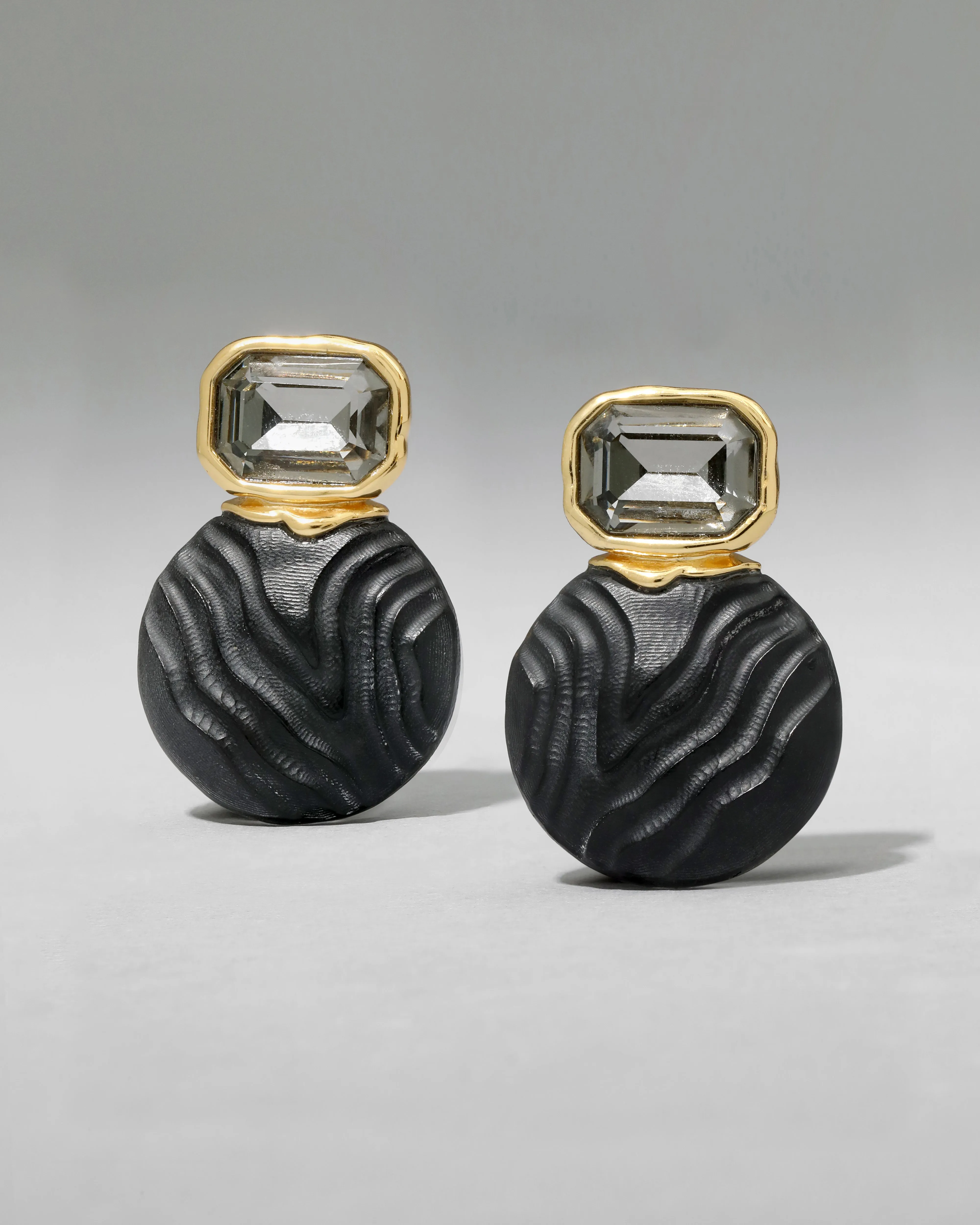 Madera Lucite Disc Post Earring- Black sold by Alexis Bittar