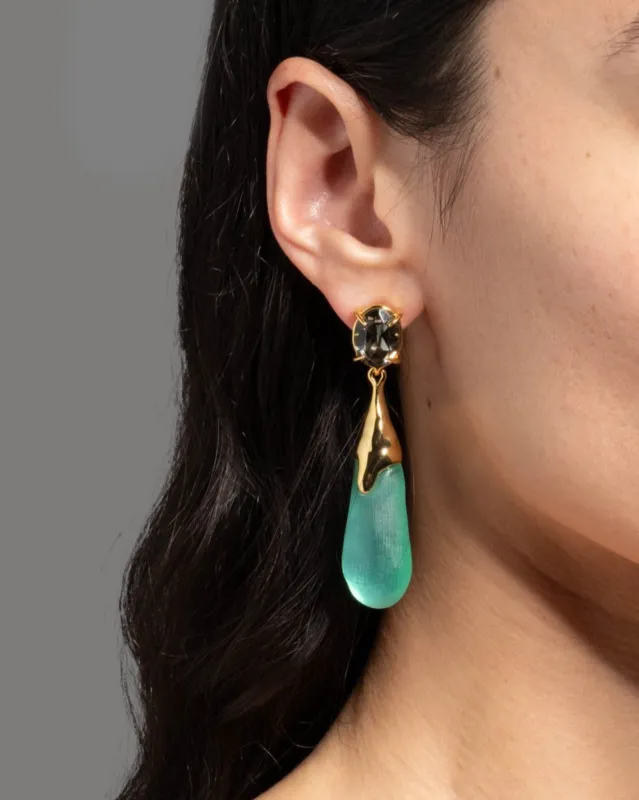 Bonbon Crystal Small Teardrop Earring- Metallic Emerald sold by Alexis Bittar