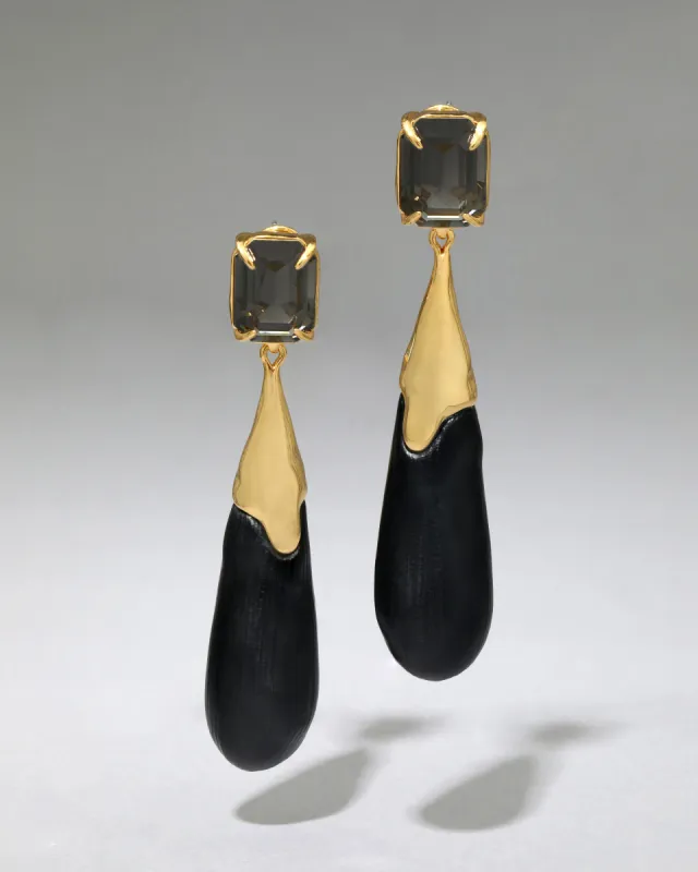 Bonbon Crystal Large Teardrop Earring- Black sold by Alexis Bittar