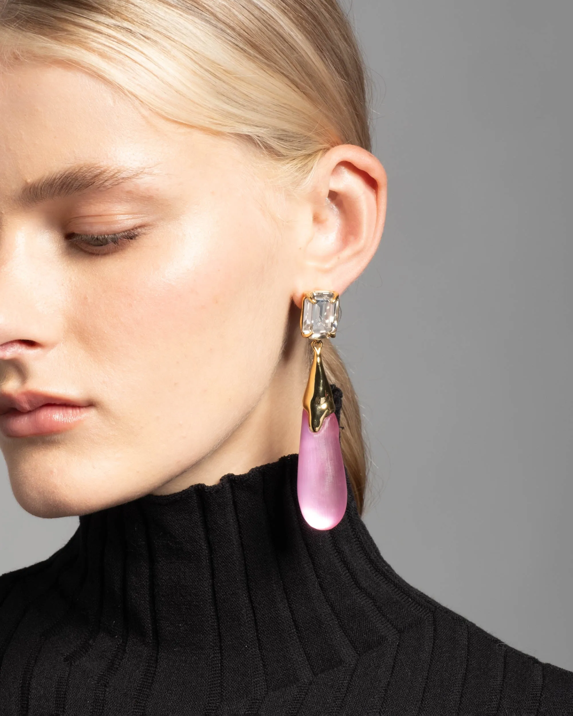 Bonbon Crystal Large Teardrop Earring- Candy Pink sold by Alexis Bittar product image thumbnail 2