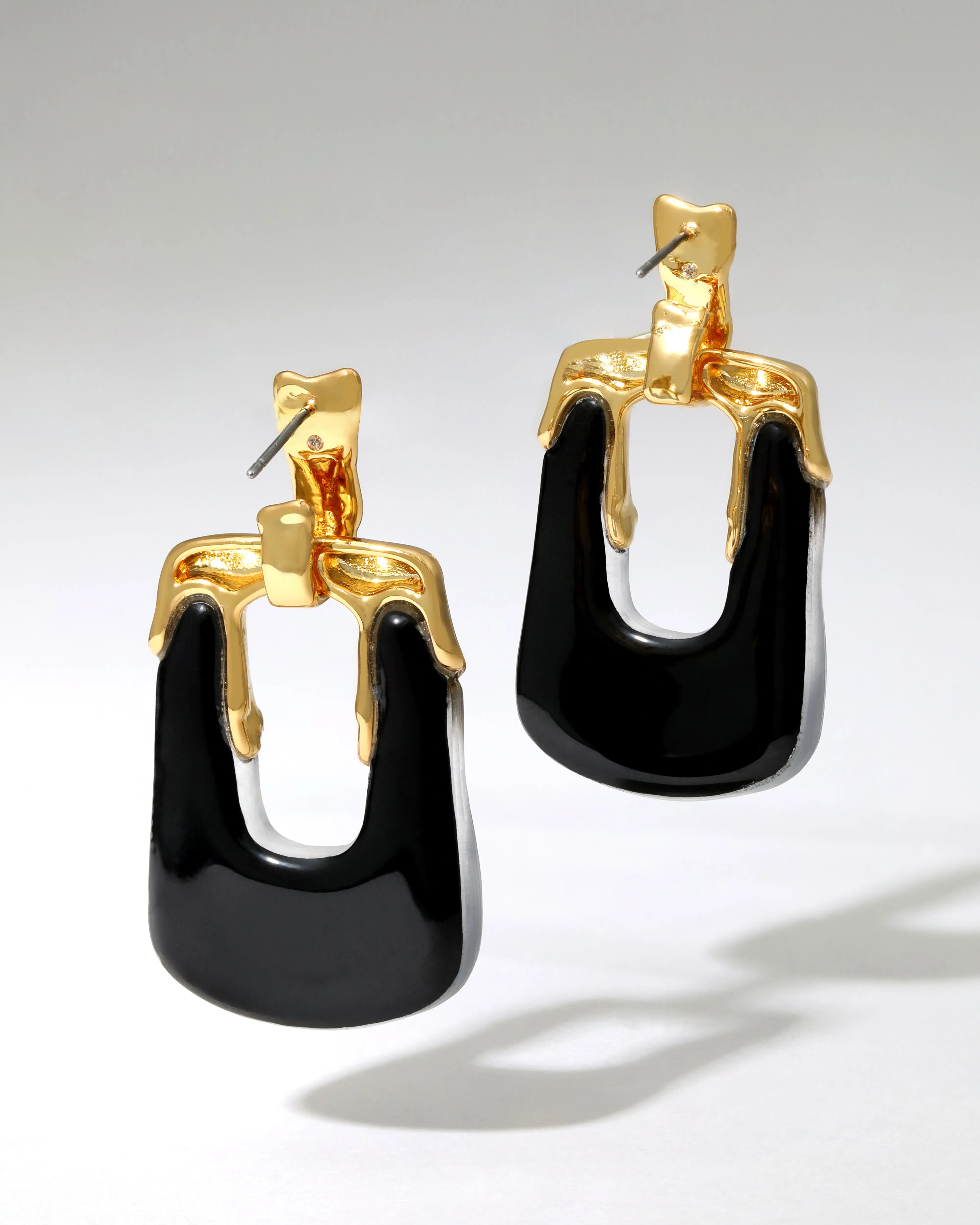 Luminous Lucite Rectangular Door Knocker Earring- Black sold by Alexis Bittar product image thumbnail 3