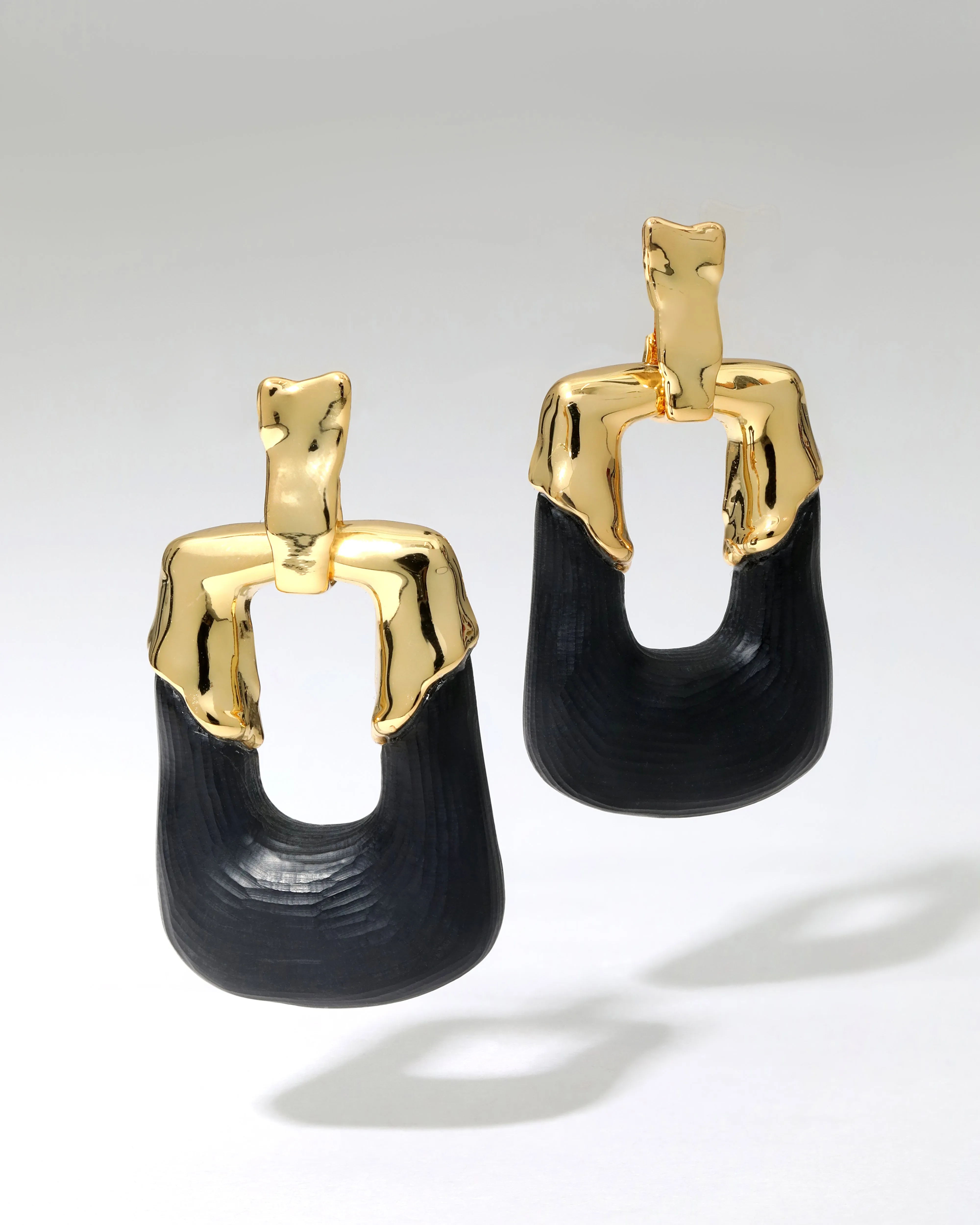 Luminous Lucite Rectangular Door Knocker Earring- Black sold by Alexis Bittar product image thumbnail 2