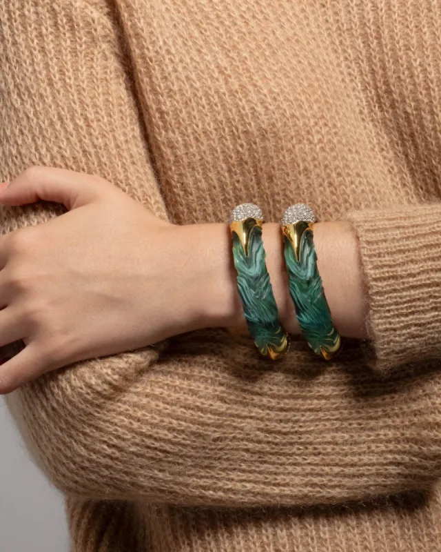 Madera Lucite Hinge Bracelet- Malachite sold by Alexis Bittar