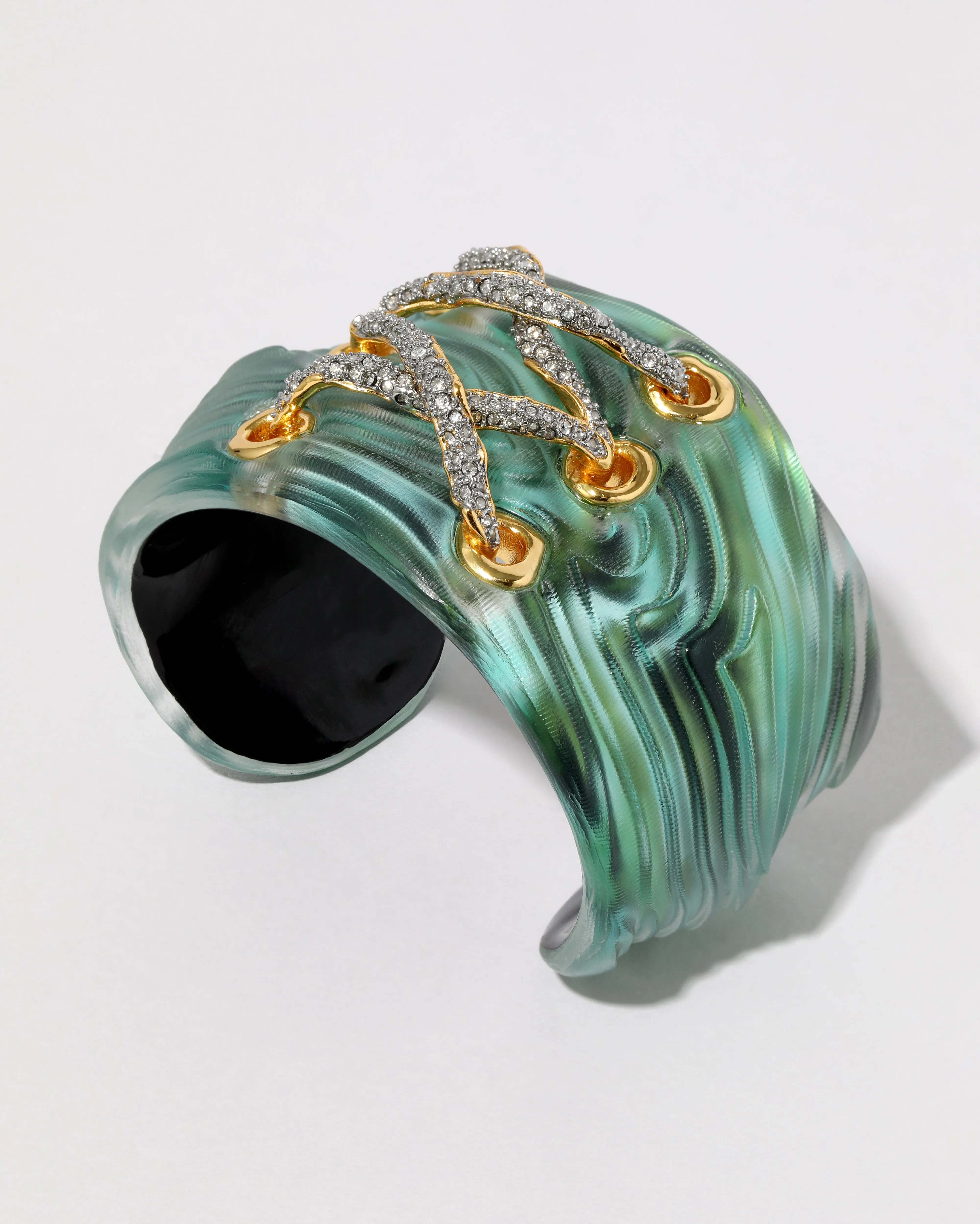 Madera Lace Up Lucite Cuff Bracelet- Malachite sold by Alexis Bittar product image thumbnail 4