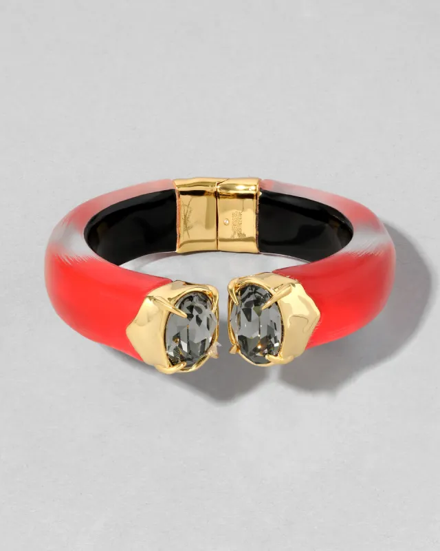 Bonbon Crystal Lucite Hinge Bracelet- Lipstick Red sold by Alexis Bittar